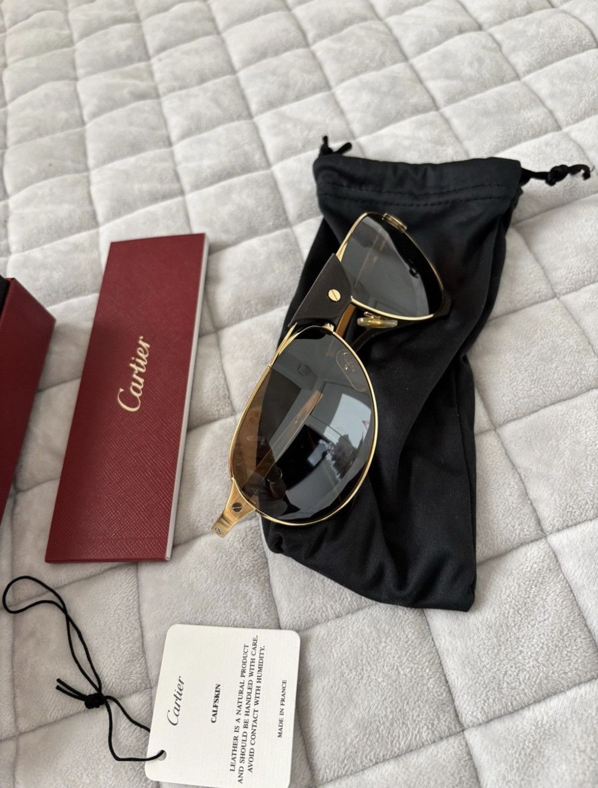 Cartier Cartier Sunglasses: Edition Santos Dumont - Calfskin Leather Size ONE SIZE - 3 Thumbnail