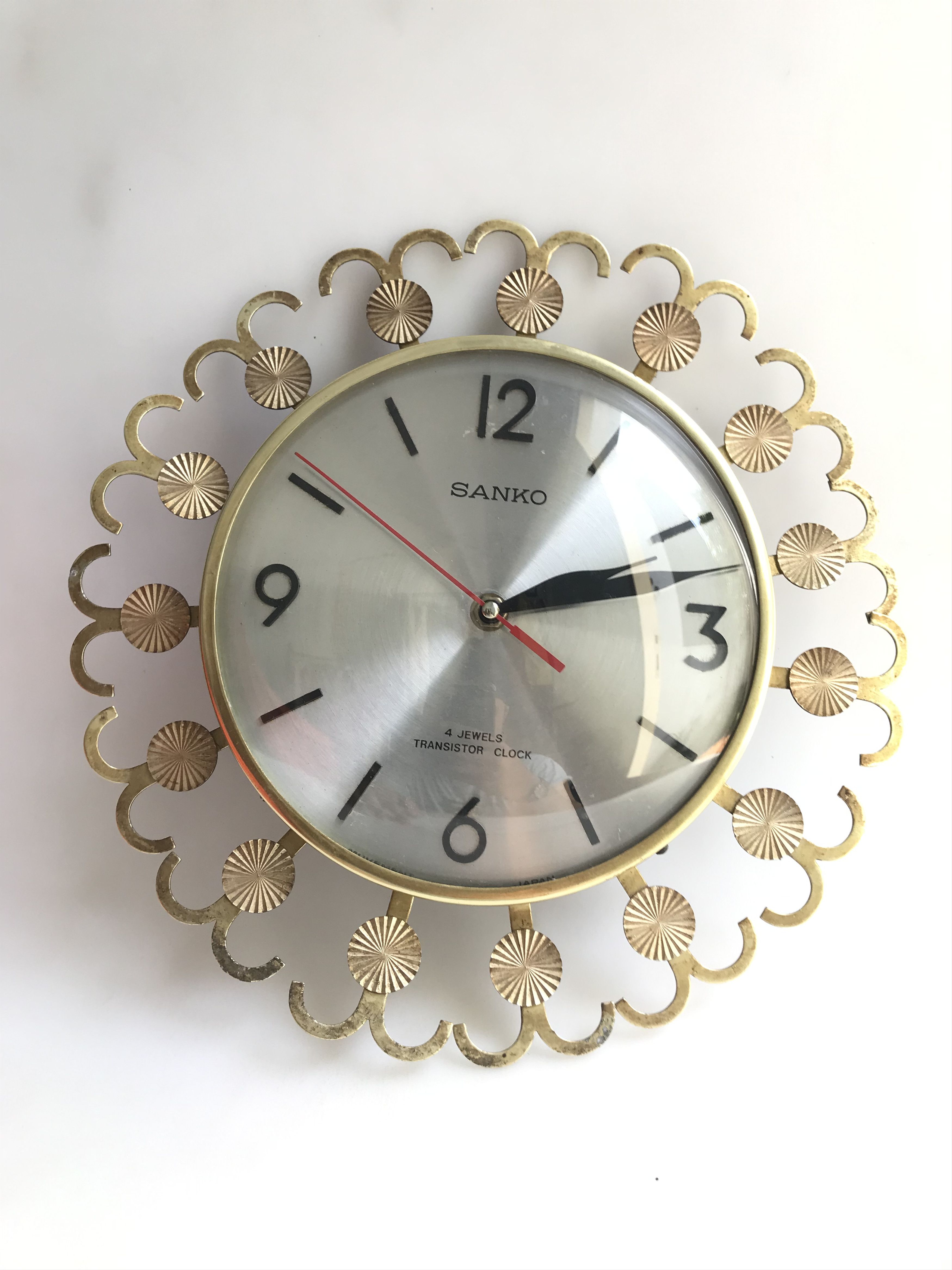 Japanese Brand Mid-Century Sanko Wall Clock Modern Sunburst Wall Clock Size ONE SIZE - 7 Thumbnail