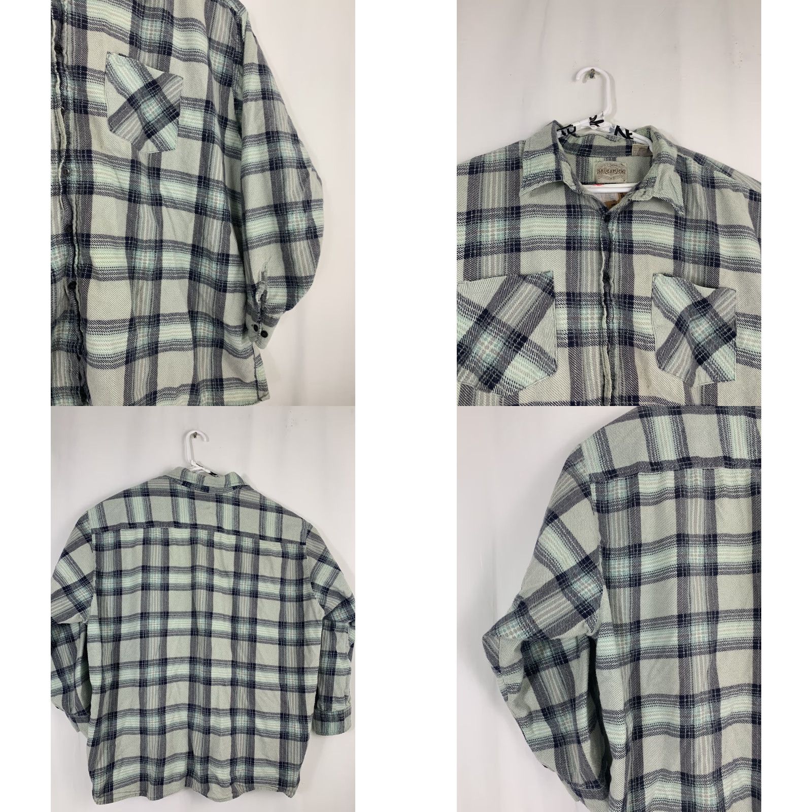 Vintage VINTAGE Saugatuck Mens 3XL Cotton Blue Plaid Flannel Button Up Shirt Size US XXL / EU 58 / 5 - 8 Thumbnail