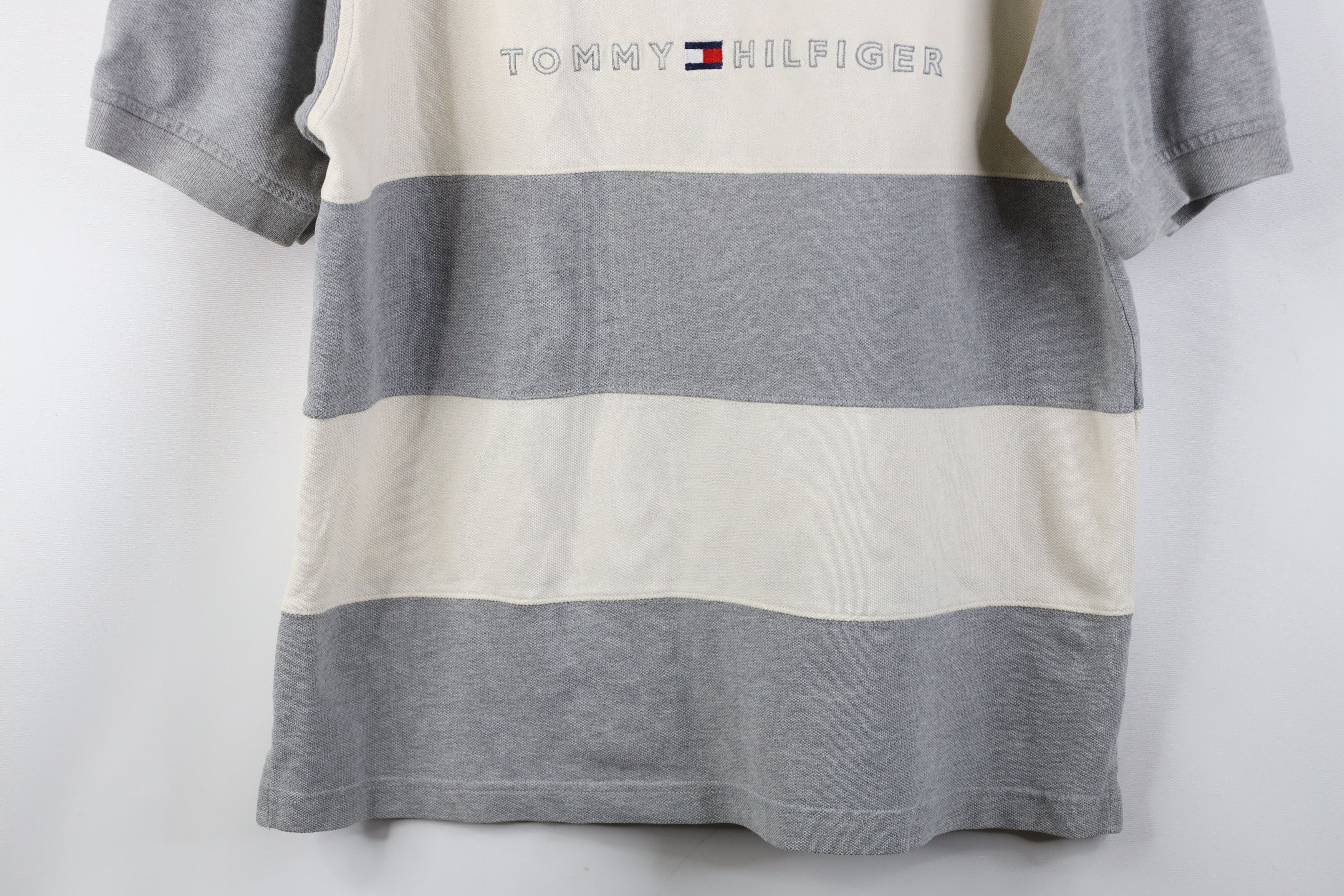 Tommy Hilfiger Vintage 90s Tommy Hilfiger Striped Rugby Polo Shirt Gray Size US L / EU 52-54 / 3 - 3 Thumbnail