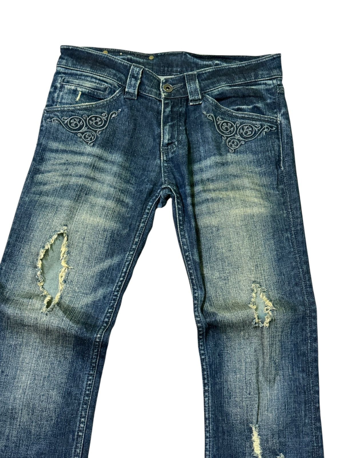 If Six Was Nine Flared Buffalo Jeans Embroidered Distress Low Waist Denim Size US 29 - 5 Thumbnail