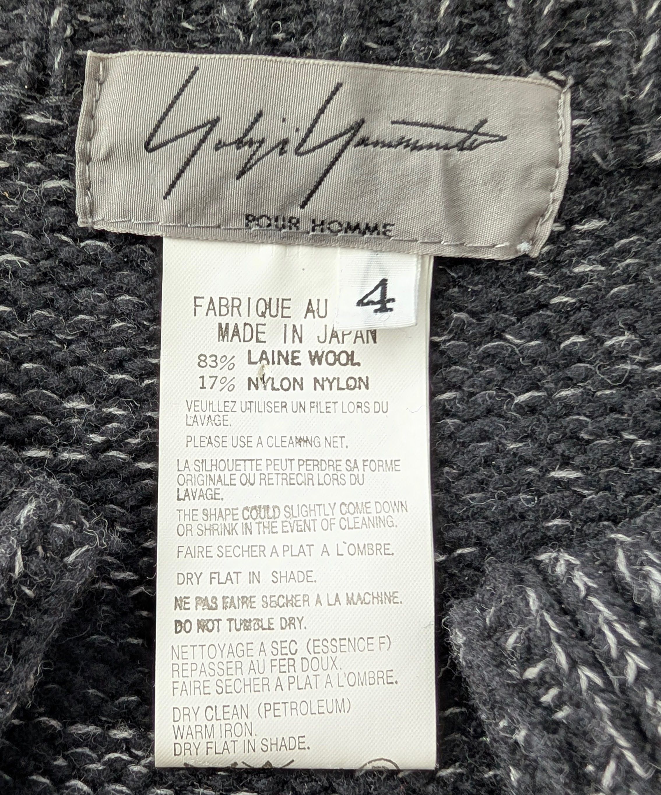 Yohji Yamamoto Yohji Yamamoto Pour Homme Vintage A/W Wool Cardigan Size 4 Size US L / EU 52-54 / 3 - 8 Thumbnail