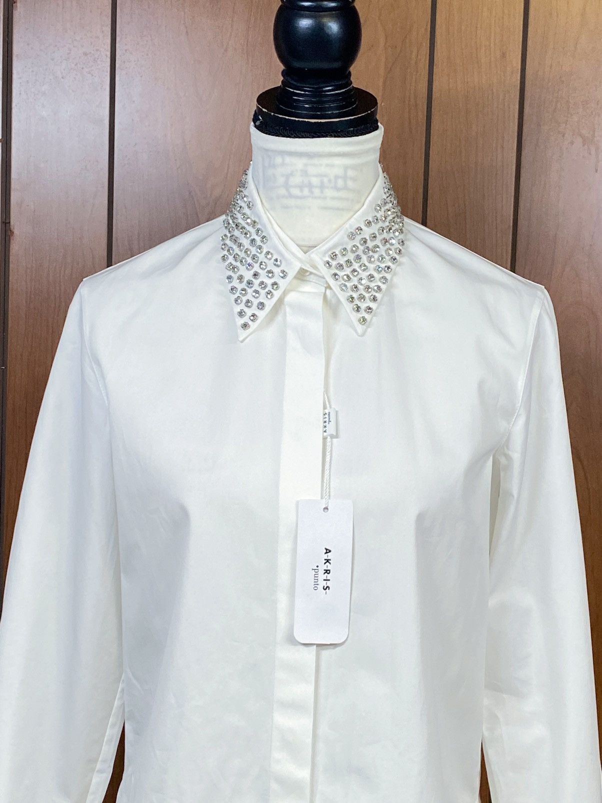 Akris Akris punto Embellished Collar Cotton Shirt size 4 Size S / US 4 / IT 40 - 6 Thumbnail