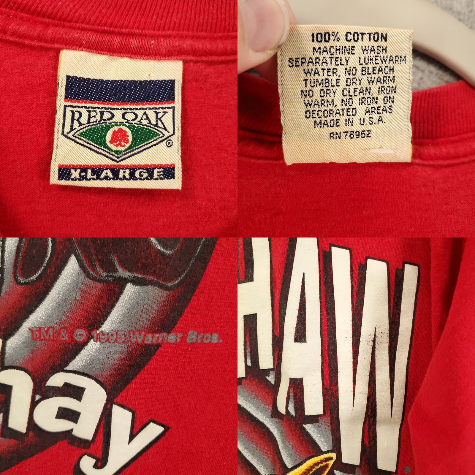Vintage VINTAGE Looney Tunes Daffy Duck ARKANTHAW Red Cotton Knit Crew Neck T-Shirt XL Men Short Sleeve Graphic Print - Front Size US XL / EU 56 / 4 - 8 Thumbnail