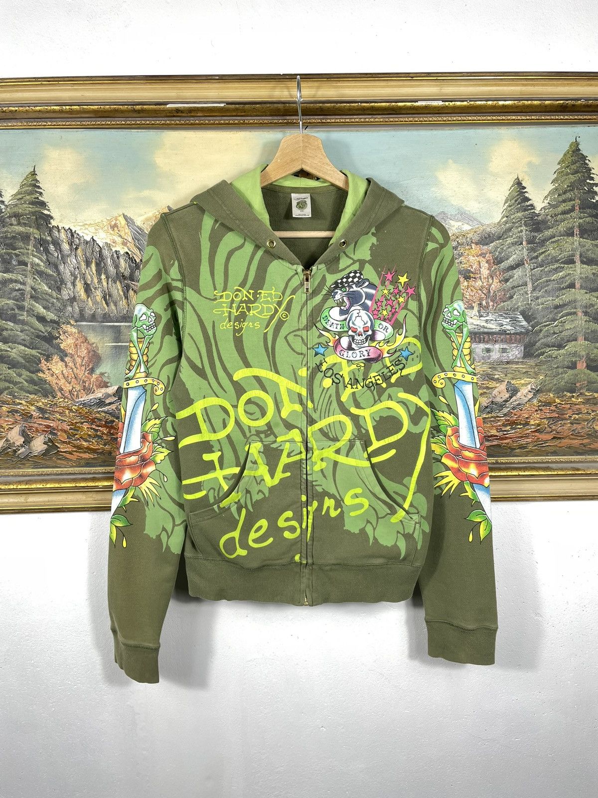 Christian Audigier Ed Hardy Retro 00s Hoodie With Crystals Affliction Grunge Size S / US 4 / IT 40 - 1 Thumbnail
