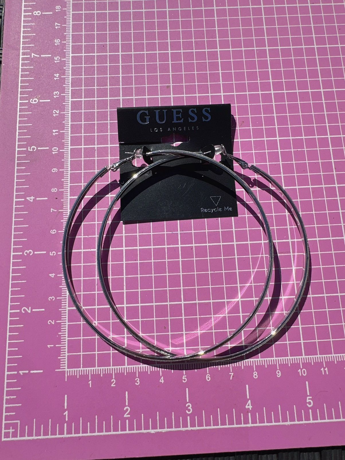 Guess Guess Earrings big loops stunning sparkling silver tone NWT Size ONE SIZE - 6 Thumbnail
