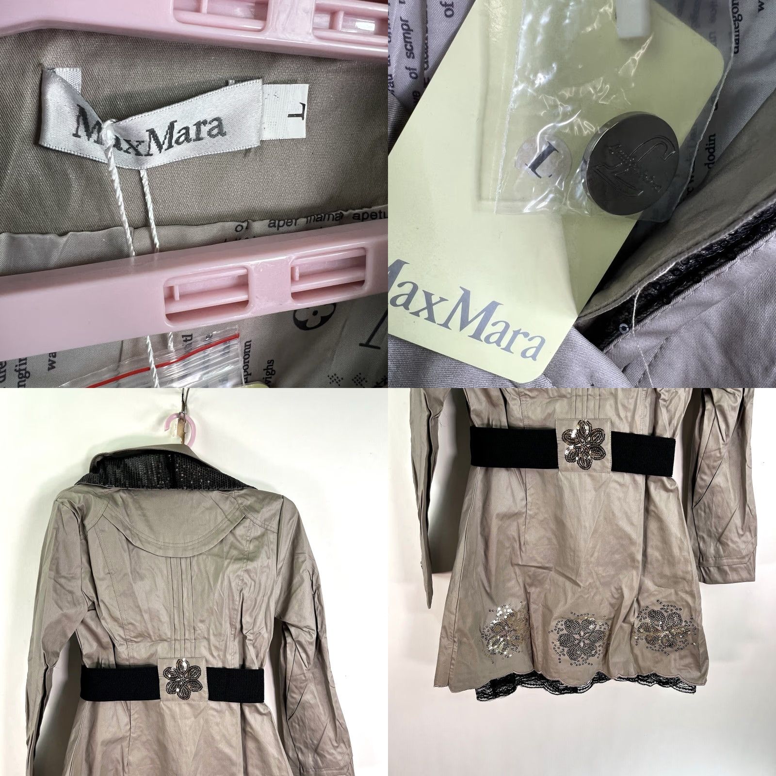 Max Mara Max Mara Beiges Rain Coat Womens Jr Size L Belted Double Breasted Sequin Pockets Lightweight Casual Formal Size L / US 10 / IT 46 - 8 Thumbnail