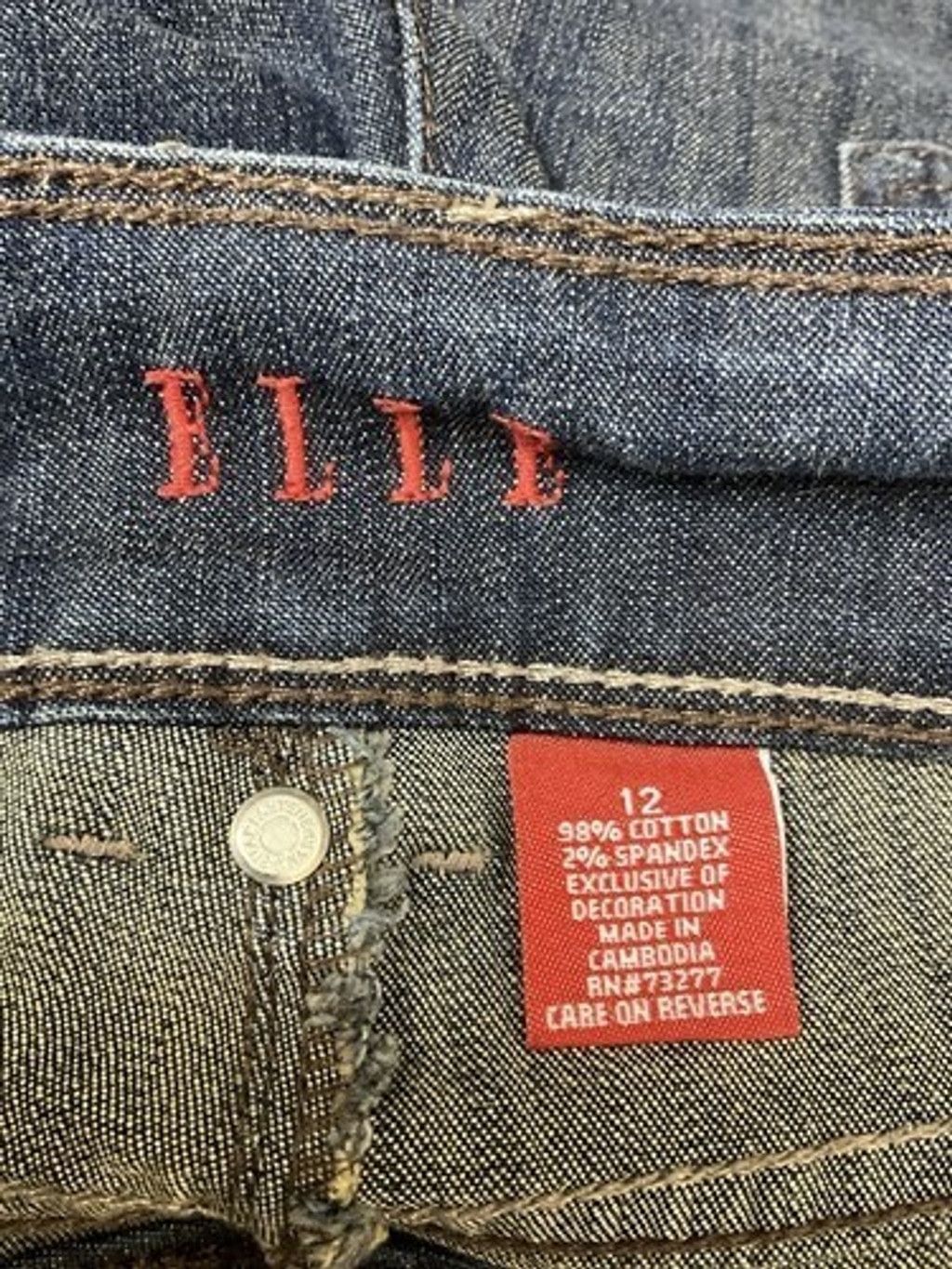 Other Elle Blue Dark Wash Cuffed Denim PantsCrop Jeans Women 12 Size 36" / US 14 / IT 50 - 2 Thumbnail