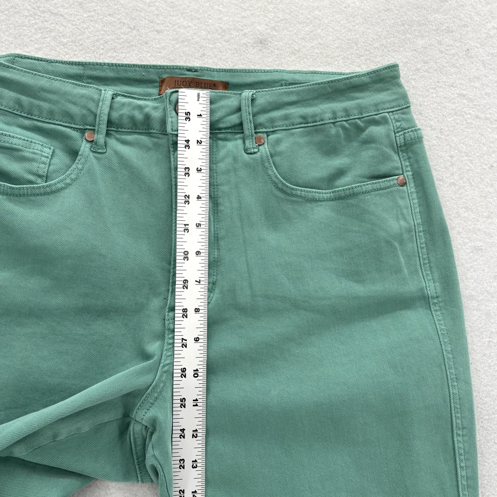 Denime Judy Blue Jeans Flare Women 14W Green Medium Wash Mid Rise Stretch Denim Women Jeans 5-Pocket Design Boys? Size 36" / US 14 / IT 50 - 6 Thumbnail