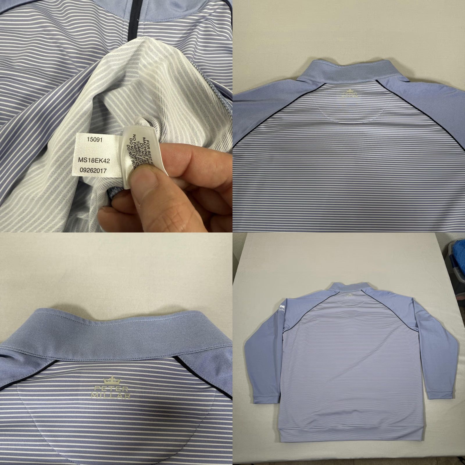 Peter Millar Peter Millar Shirt Mens 2XL Blue Stripe 1/4 Zip Crown Sport Golf Sweater Stretch Size US XXL / EU 58 / 5 - 8 Thumbnail