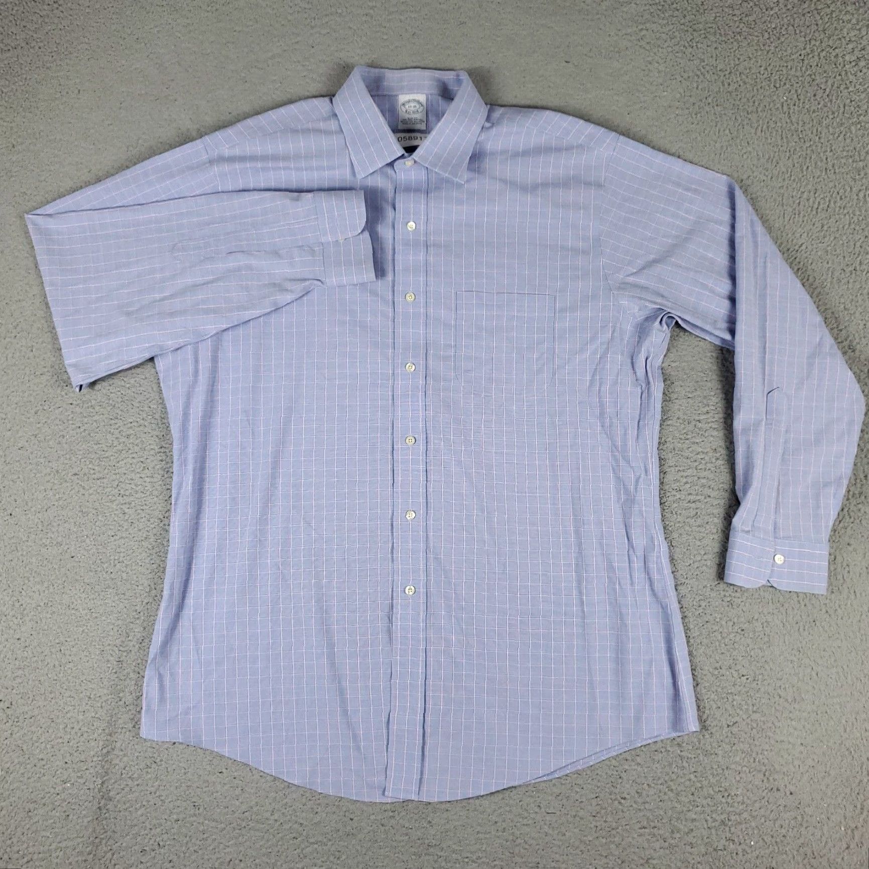 Brooks Brothers VINTAGE Brooks Brothers Dress Shirt Men 17 Blue Plaid Slim Fit Long Sleeve Business Casual Formal Workwear Size 46R - 2 Thumbnail