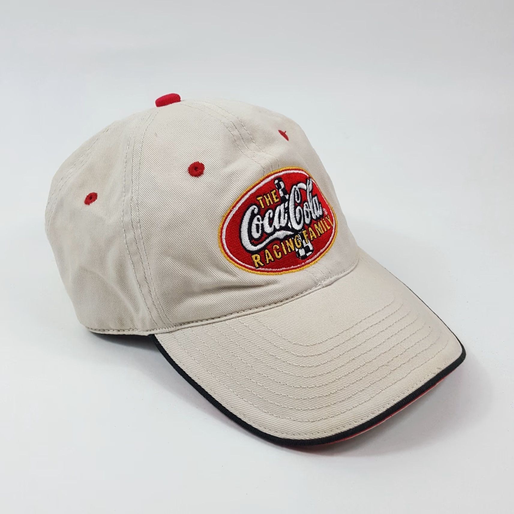 Vintage VINTAGE Coca-Cola NASCAR Racing Snapback Baseball Cap Hat Adjustable Beige One Size Retro Mens Size ONE SIZE - 5 Thumbnail