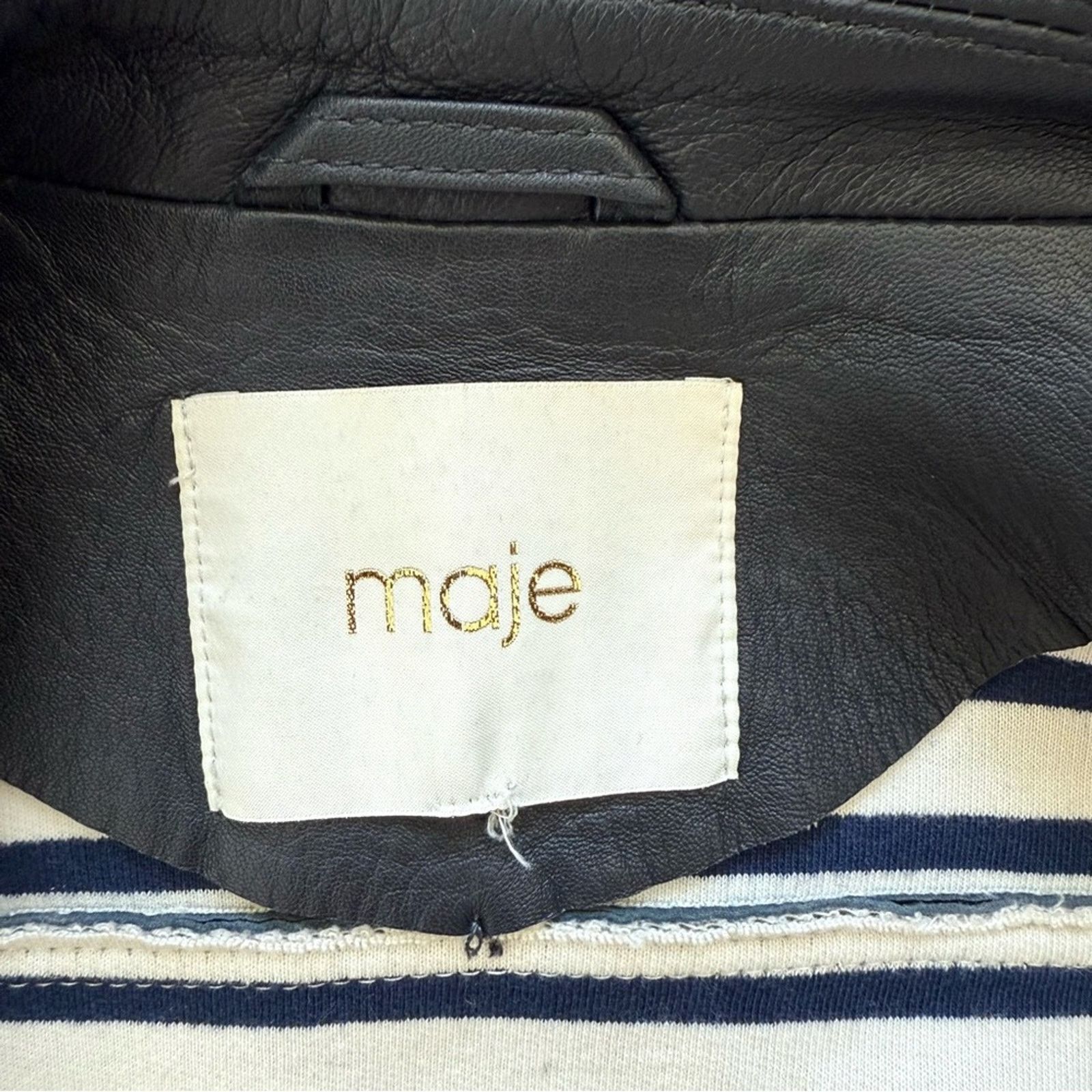 Maje MAJE leather navy women jacket size 36 FR or 6 US 750$ Size M / US 6-8 / IT 42-44 - 6 Thumbnail