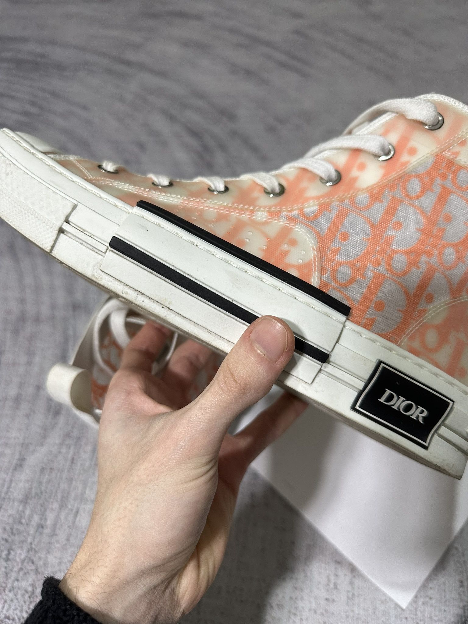 Dior Dior B23 High-top Oblique Sneakers Canvas Orange Monogram Size US 9.5 / EU 42-43 - 17 Thumbnail