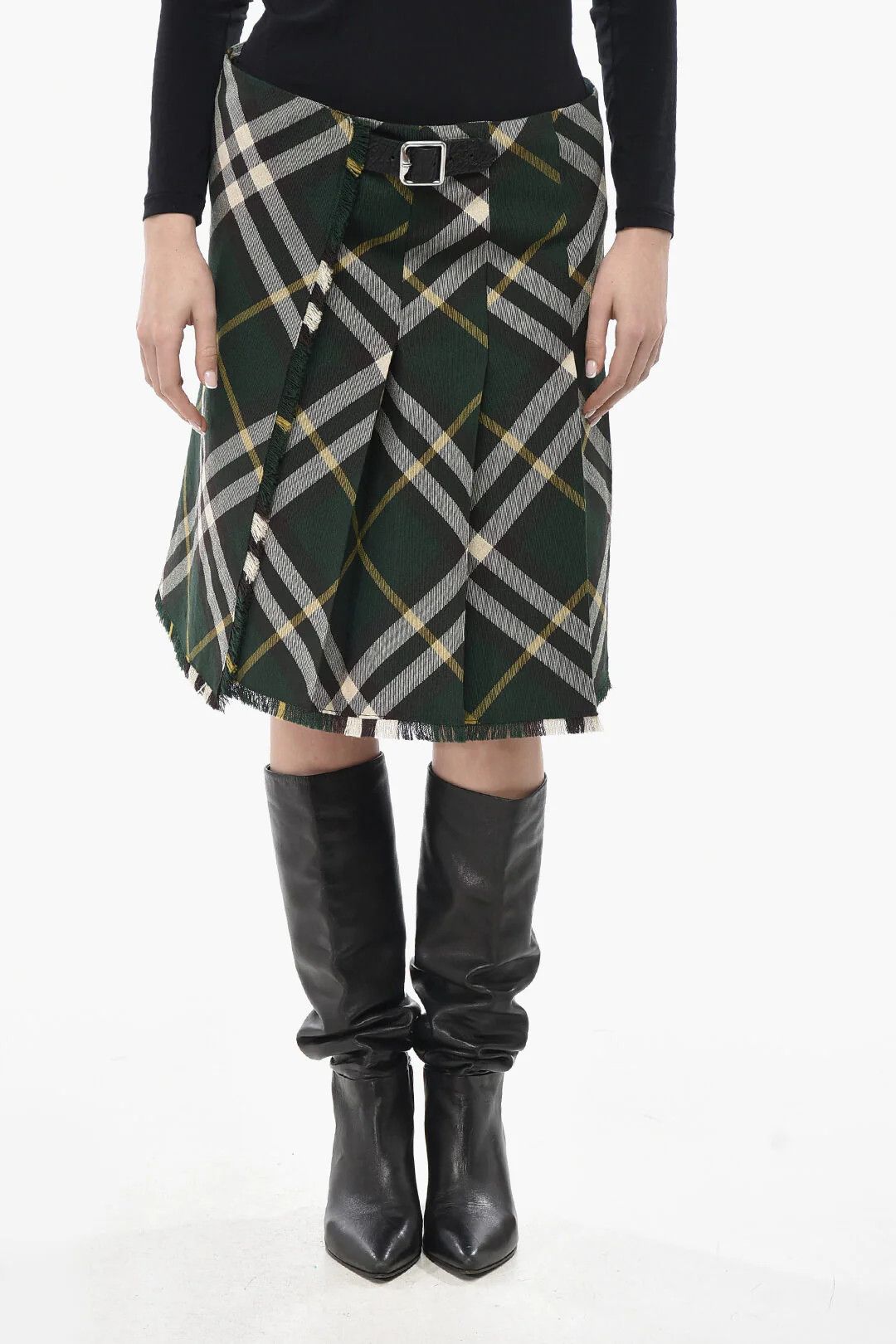 Burberry og1mm0426 Wool Trapeze Skirt in Green Size 27" / US 4 / IT 40 - 1 Thumbnail