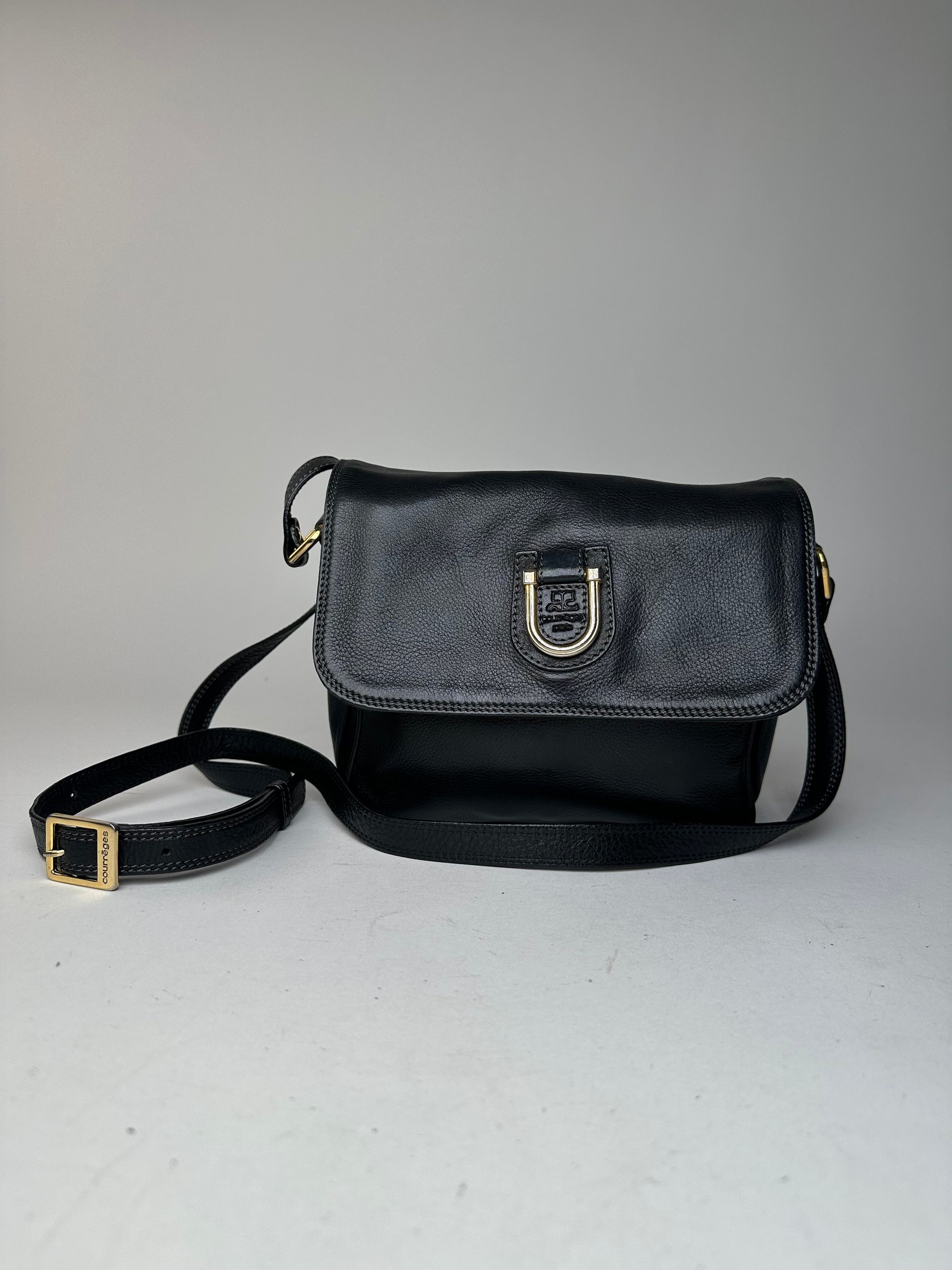 Courreges Vintage Leather Shoulder Bag Black Size ONE SIZE - 1 Thumbnail