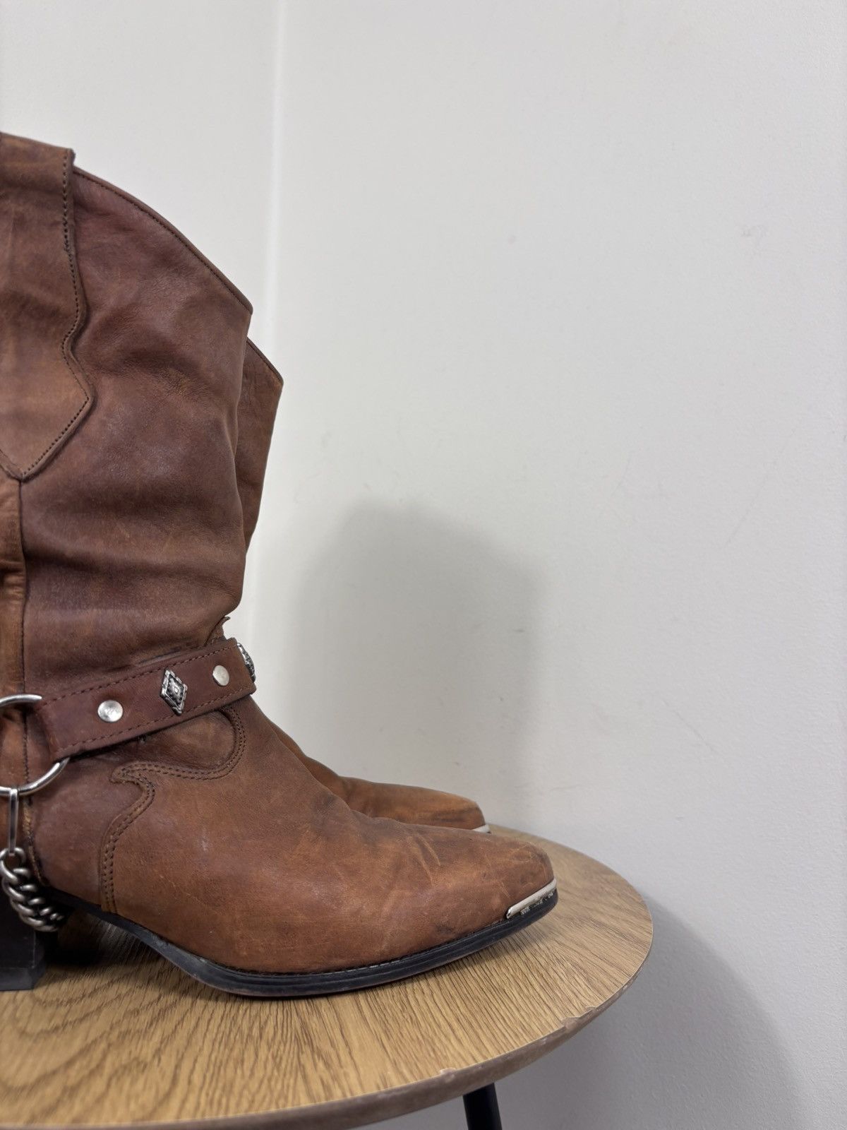 Cowboy Equipment Code West Vintage Women’s Brown Leather Western Cowboy Boots Size US 8.5 / IT 38.5 - 4 Thumbnail