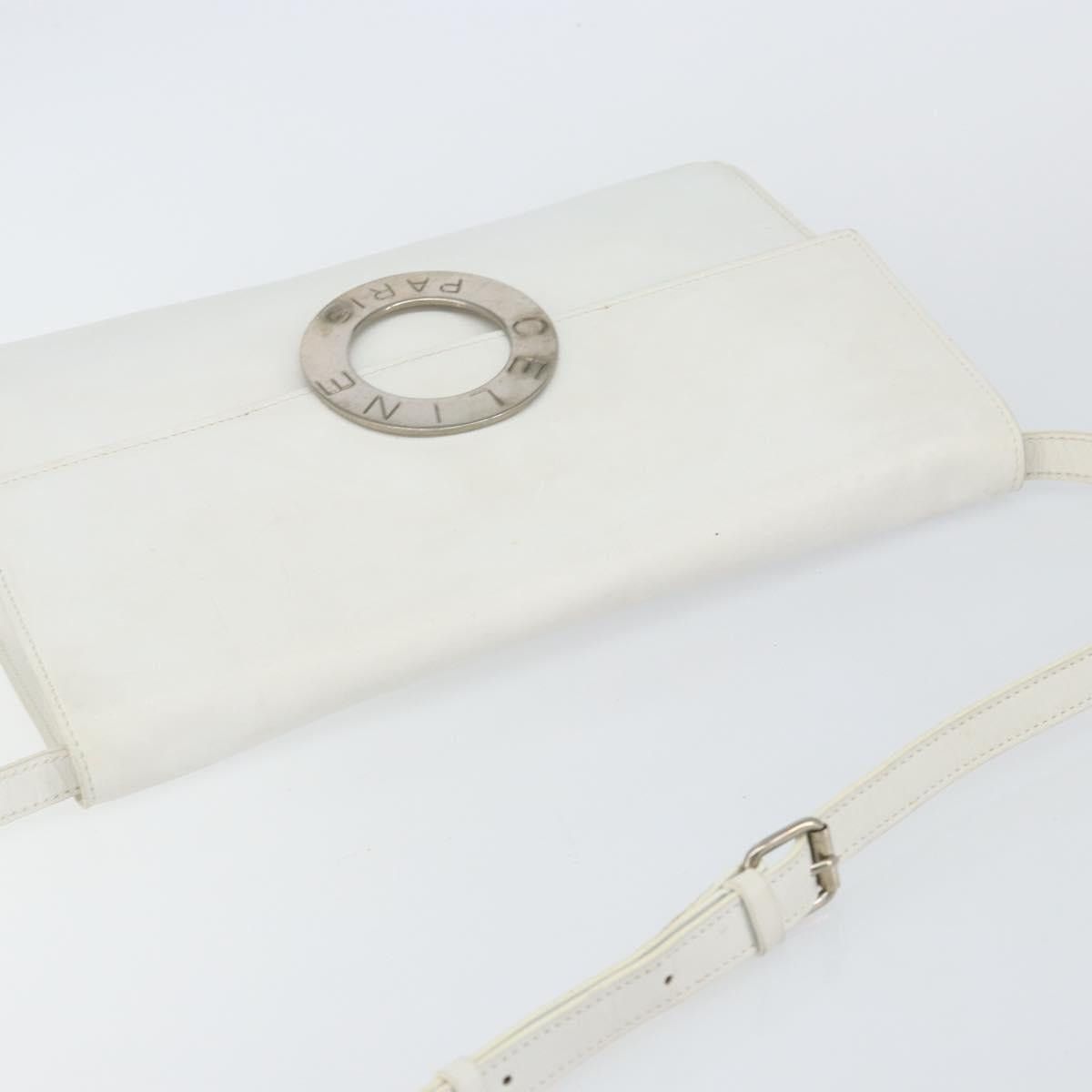 Celine CELINE Shoulder Bag Leather White Silver Size ONE SIZE - 6 Thumbnail