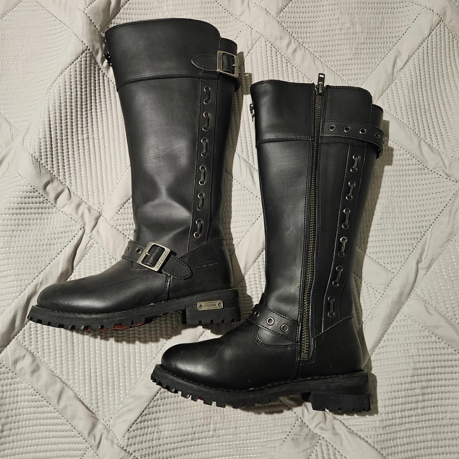 Xelement Xelement Sleek Black Leather Motorcycle Combat Boots Size US 8 / IT 38 - 1 Thumbnail