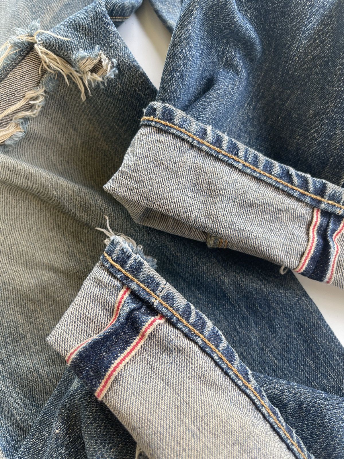 Edwin Vintage Edwin 505 Distressed Selvedge Mudd Jeans Size US 30 / EU 46 - 11 Thumbnail