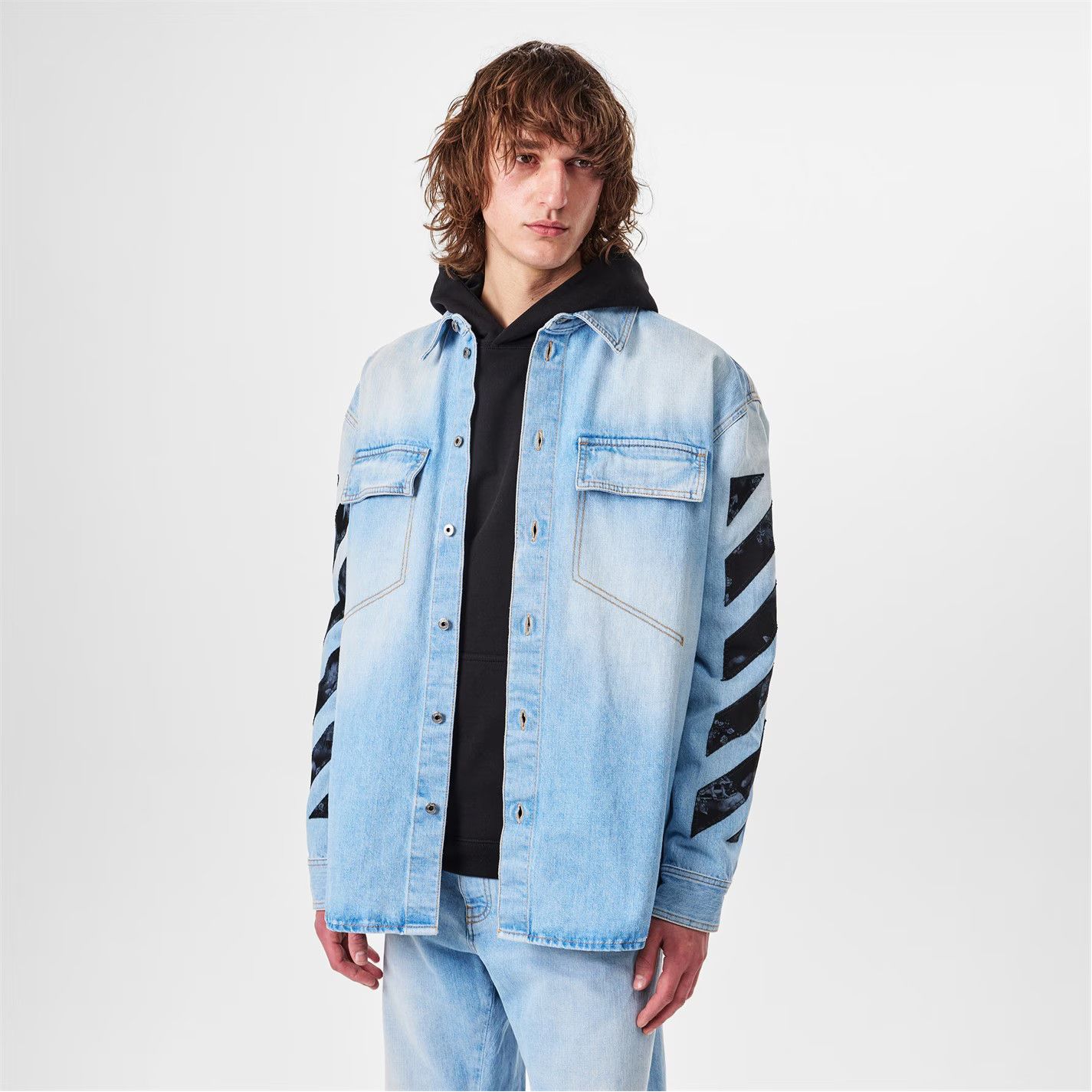 Off-White o1g2r1mq0326 Long Sleeve Denim Shirt in Blue Size US S / EU 44-46 / 1 - 4 Thumbnail