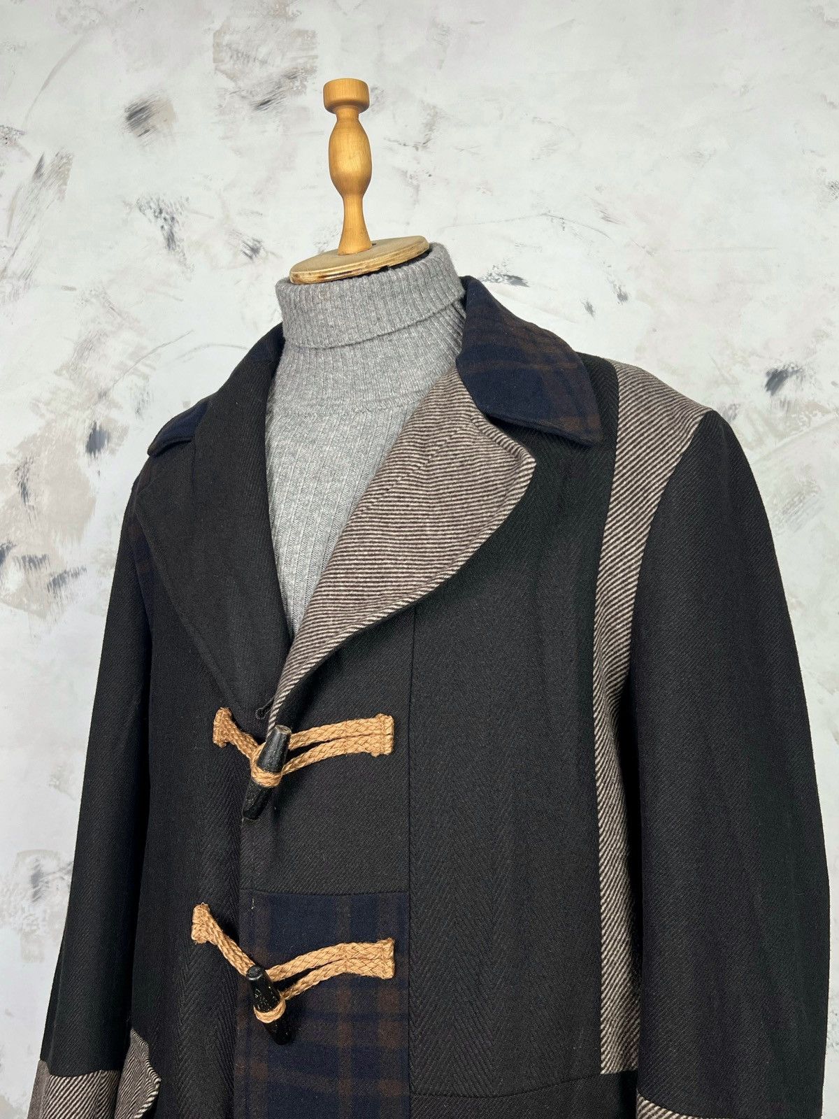 Desigual Desigual Wool Tweed Patchwork Duffle Coat Size L - XL 54 Size US L / EU 52-54 / 3 - 2 Thumbnail