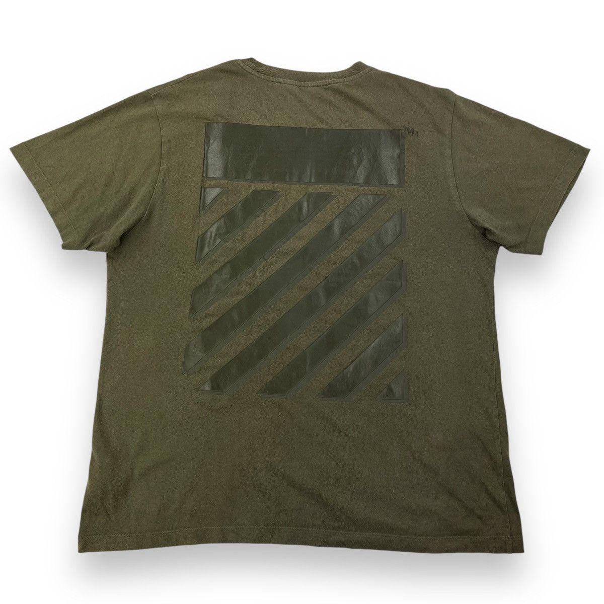 Off-White Off-White Rubber Diagonal Khaki T Shirt Size US XL / EU 56 / 4 - 3 Thumbnail