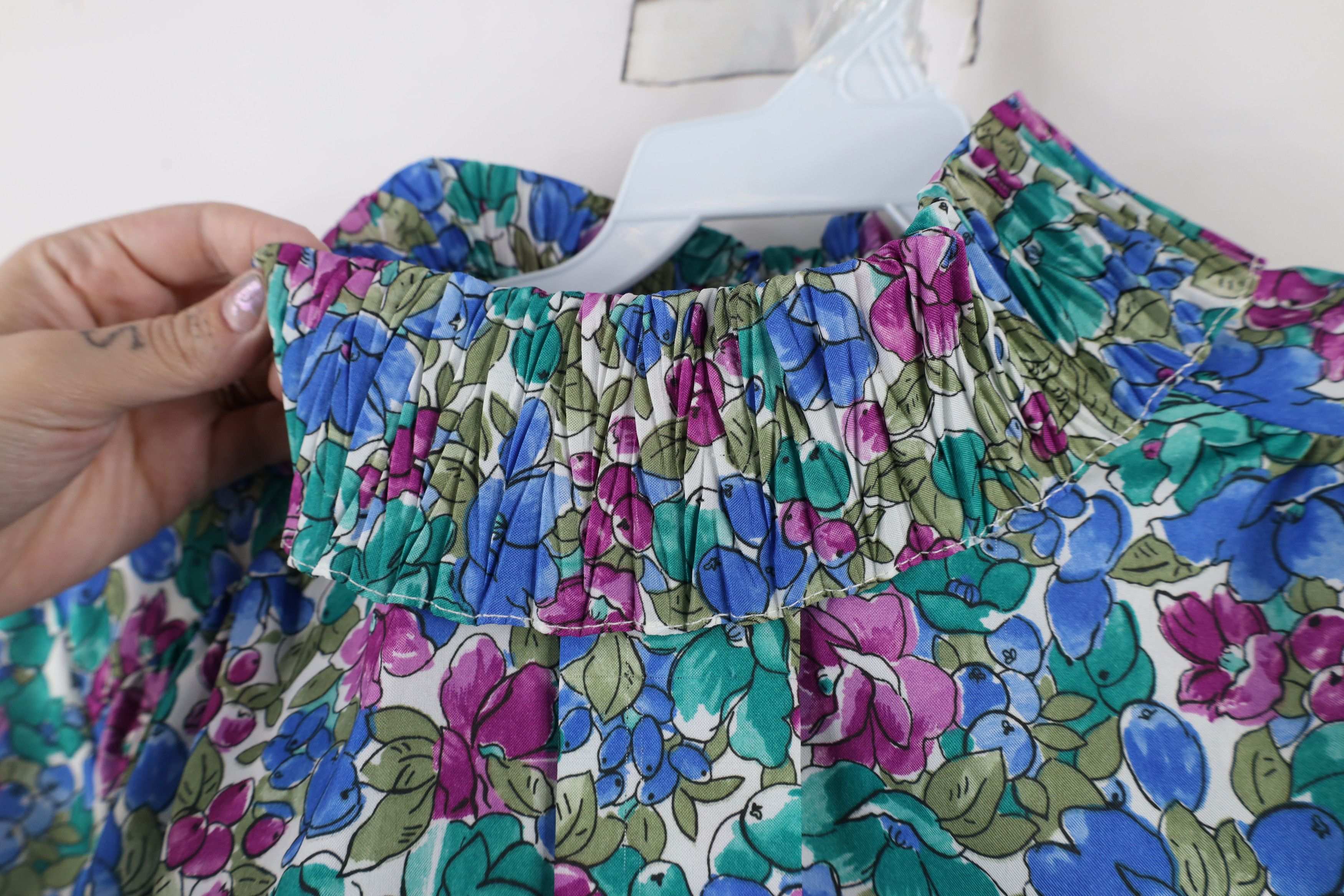 Vintage Vintage 90s Streetwear Frill Collar Flower Blouse Top USA Size XXL / US 16-18 / IT 52-54 - 4 Thumbnail