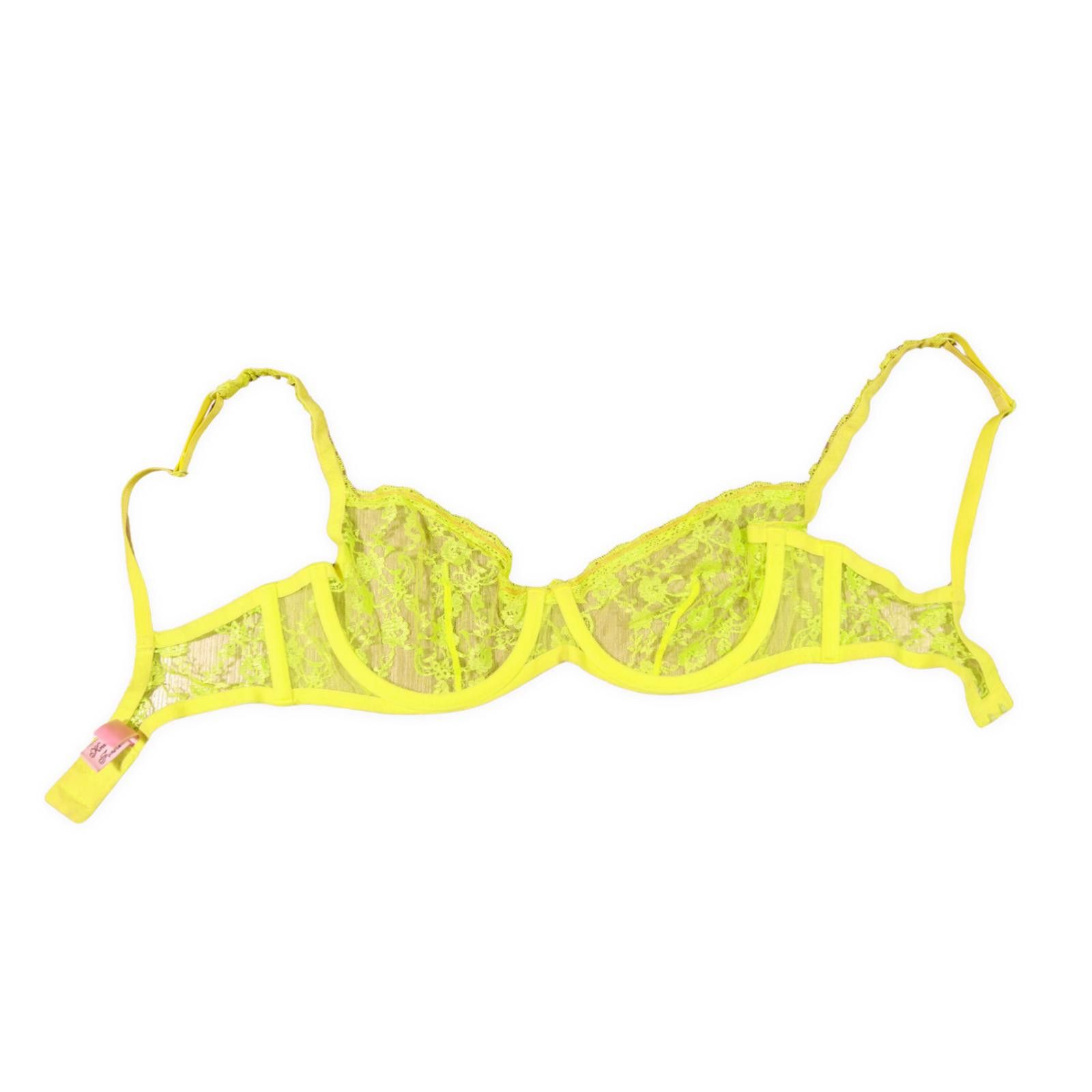 Agent Provocateur Knickers Forever Neon Yellow Lace Bra 32D Size ONE SIZE - 5 Thumbnail