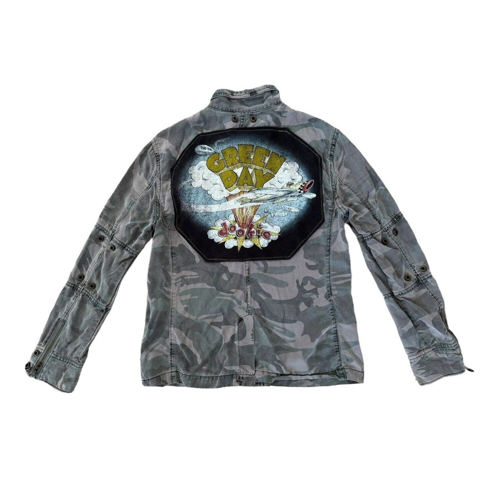 Pam & Gela GREEN DAY Camo Retro Vintage Denim Band Concert Zip Jacket Size S / US 4 / IT 40 - 9 Thumbnail