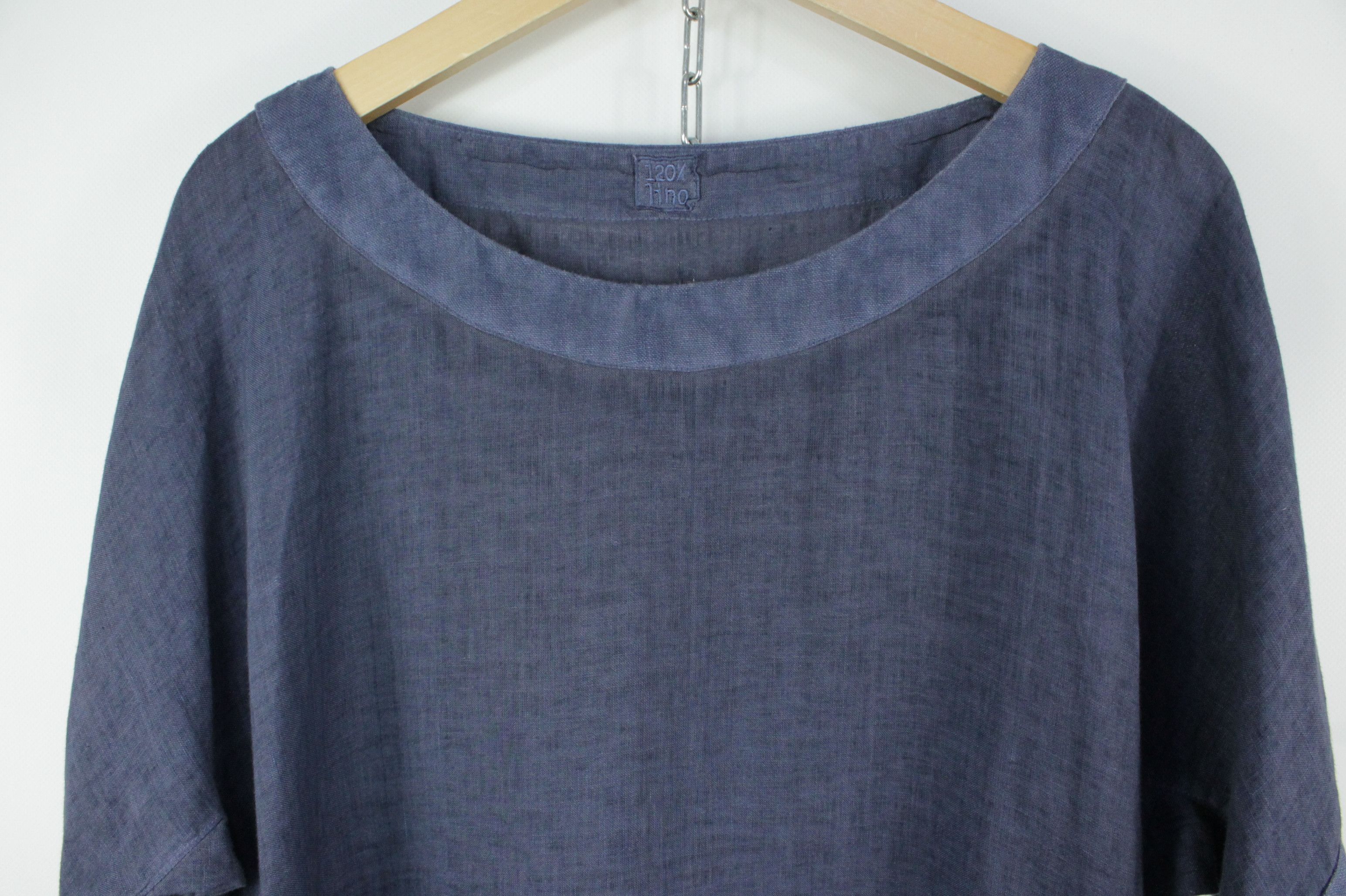 120% Lino 120% Lino Knee Length Short Sleeve Blue Dress Size L / US 10 / IT 46 - 2 Thumbnail