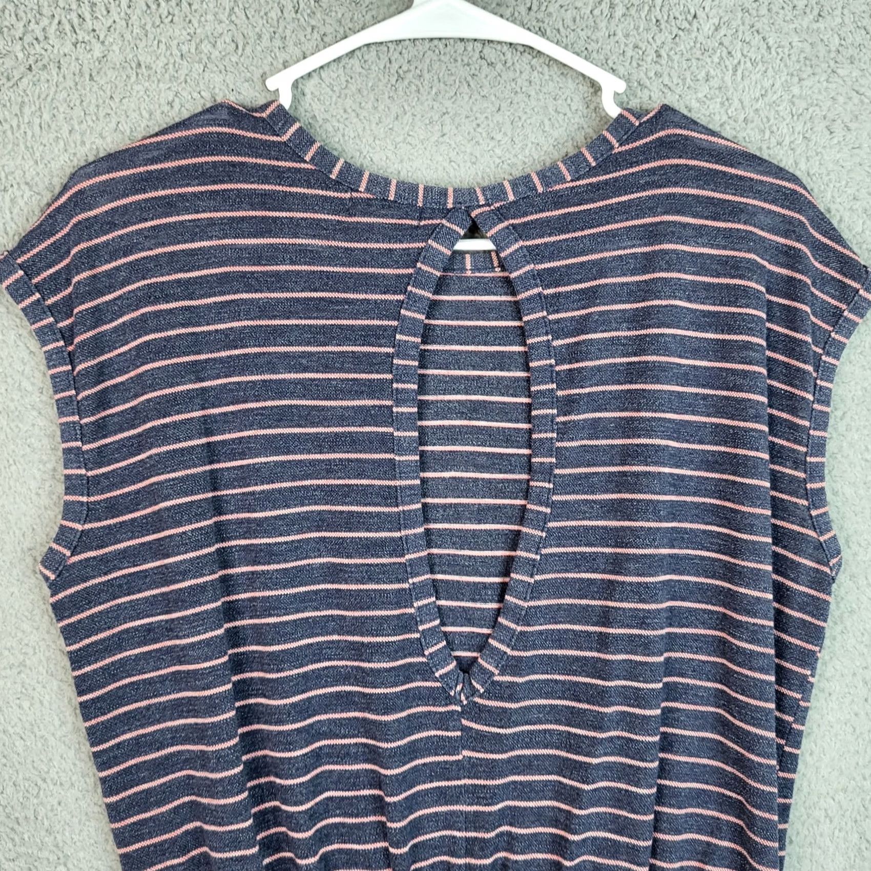 Vintage Cooperative Women’s Blue orange stripes cap sleeve Jumper Size M Size M / US 6-8 / IT 42-44 - 7 Thumbnail
