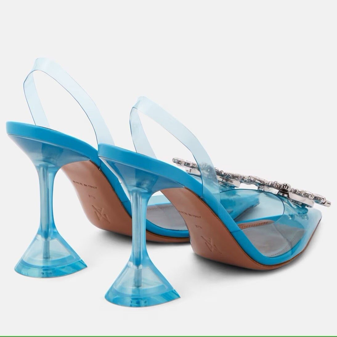 Amina Muaddi Begum Glass Pointed Toe Slingback Shoes US 10 / EU 40 $1220 Size US 10 / IT 40 - 3 Thumbnail