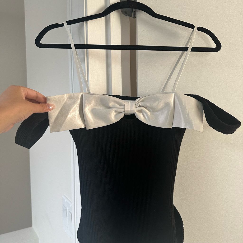 Zara 100% Cotton Satin Bow Tie Tank Top Size S / US 4 / IT 40 - 6 Thumbnail