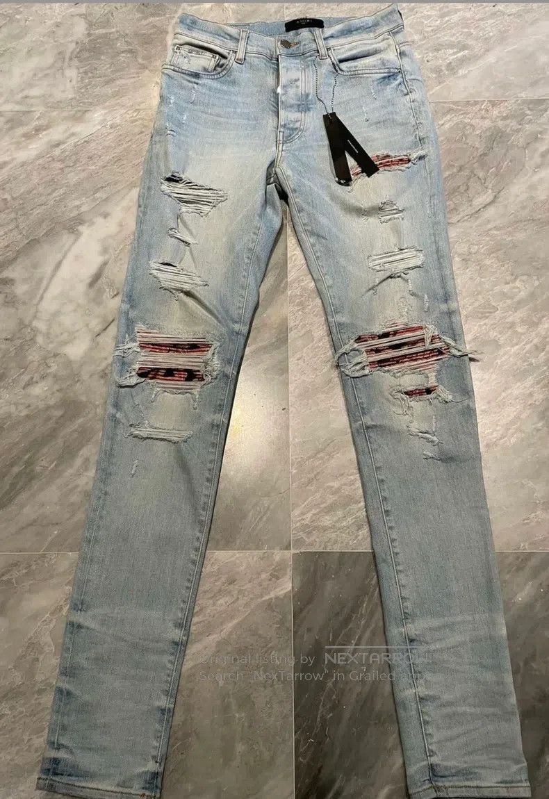 Amiri Amiri Classic Floral Pattern Patchwork Denim Jeans, Size 3 Size US 31 - 1 Thumbnail