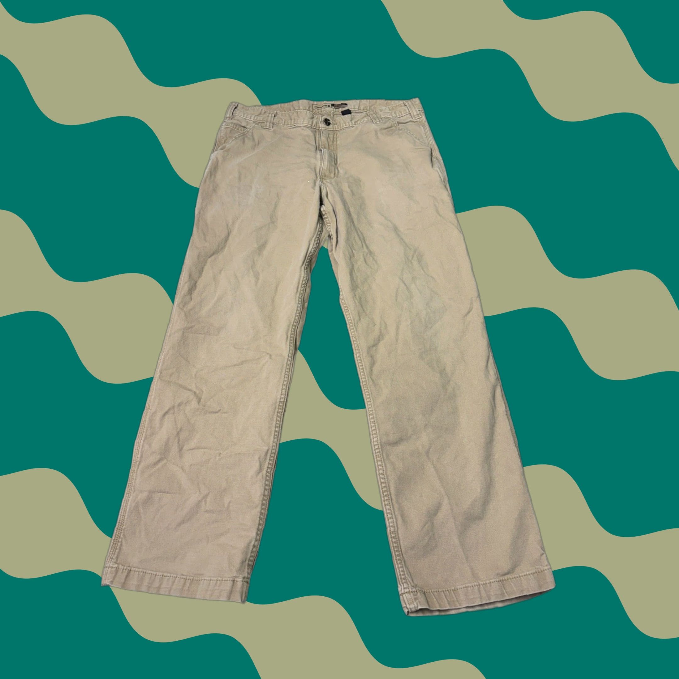 Carhartt Carhartt Pants Mens Relaxed Fit Khaki 38x32 BN2291 Beige Cotton Blend Workwear Trousers Size US 38 / EU 54 - 1 Thumbnail