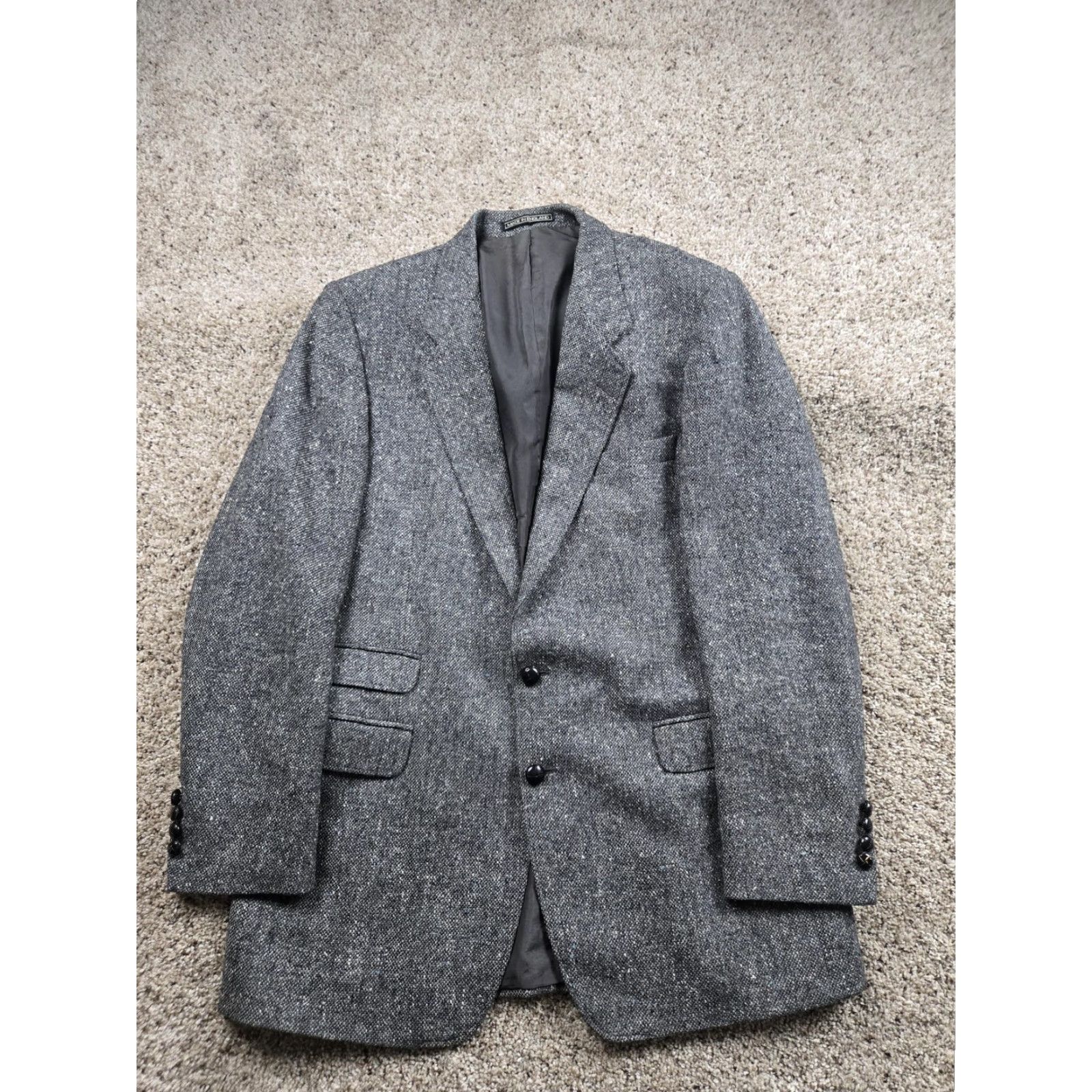 Stafford Stafford Mens 42L Gray British Tweed Wool Sport Coat 2 Button Notch Lapel Long Jacket Single-Breasted Casual Mens Size US XS / EU 42 / 0 - 2 Thumbnail