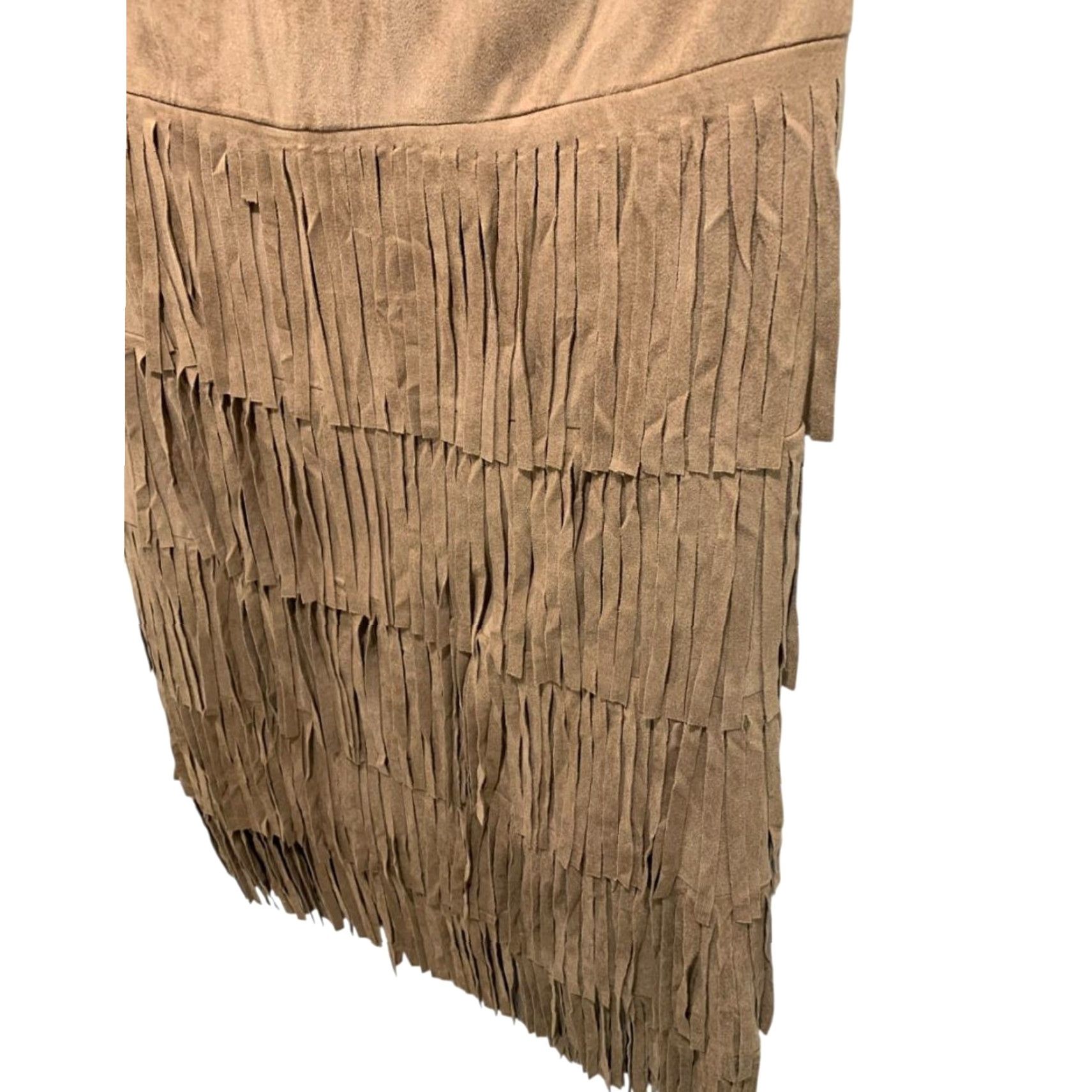 Vintage VINTAGE Back in the Saddle Skirt Midi Women 3X Brown Fringed Faux Suede Western Womens Size 40" / US 18 - 3 Thumbnail
