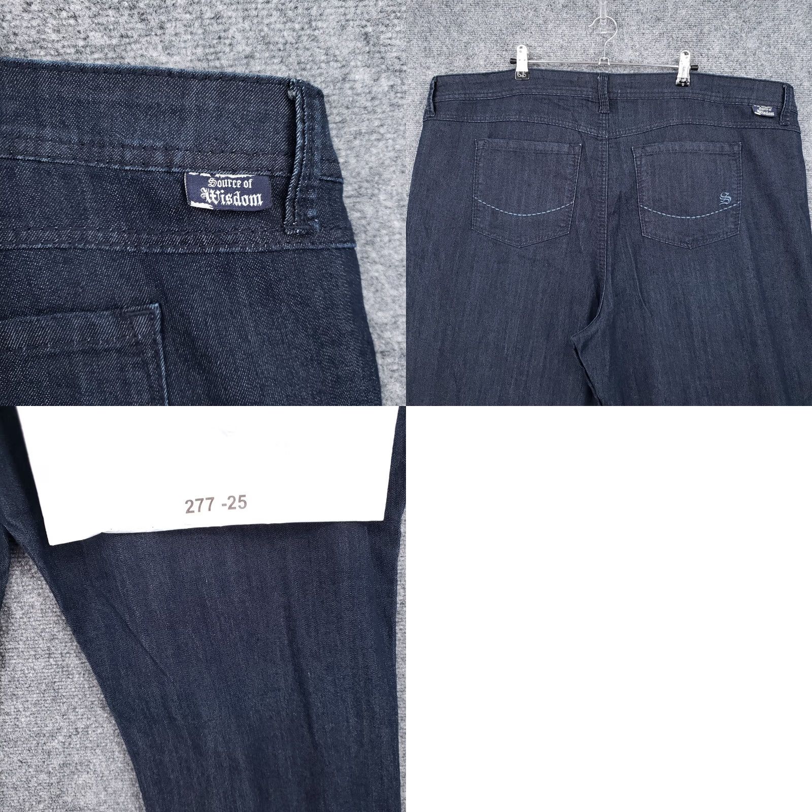Vintage Source Of Wisdom Jeans Womens Plus Size 26 Blue Boot Cut High Rise Dark Wash Stretch Size 26" / US 2 / IT 38 - 9 Thumbnail