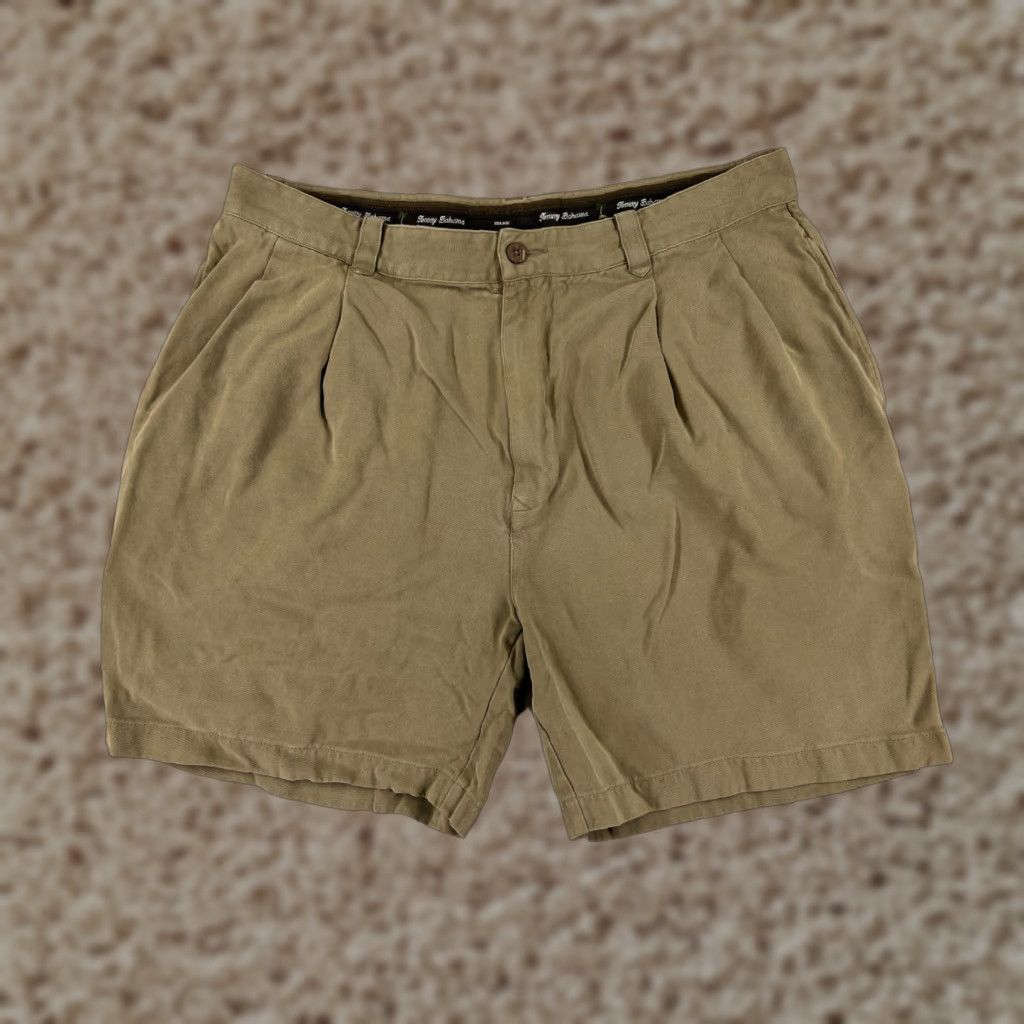 Tommy Bahama Tommy Bahama Shorts Mens 35 Brown Beige Pleated Silk Bermuda Casual Beach Resort Aloha Mens 35 Beige Silk Pleated Shorts Size US 35 - 1 Thumbnail