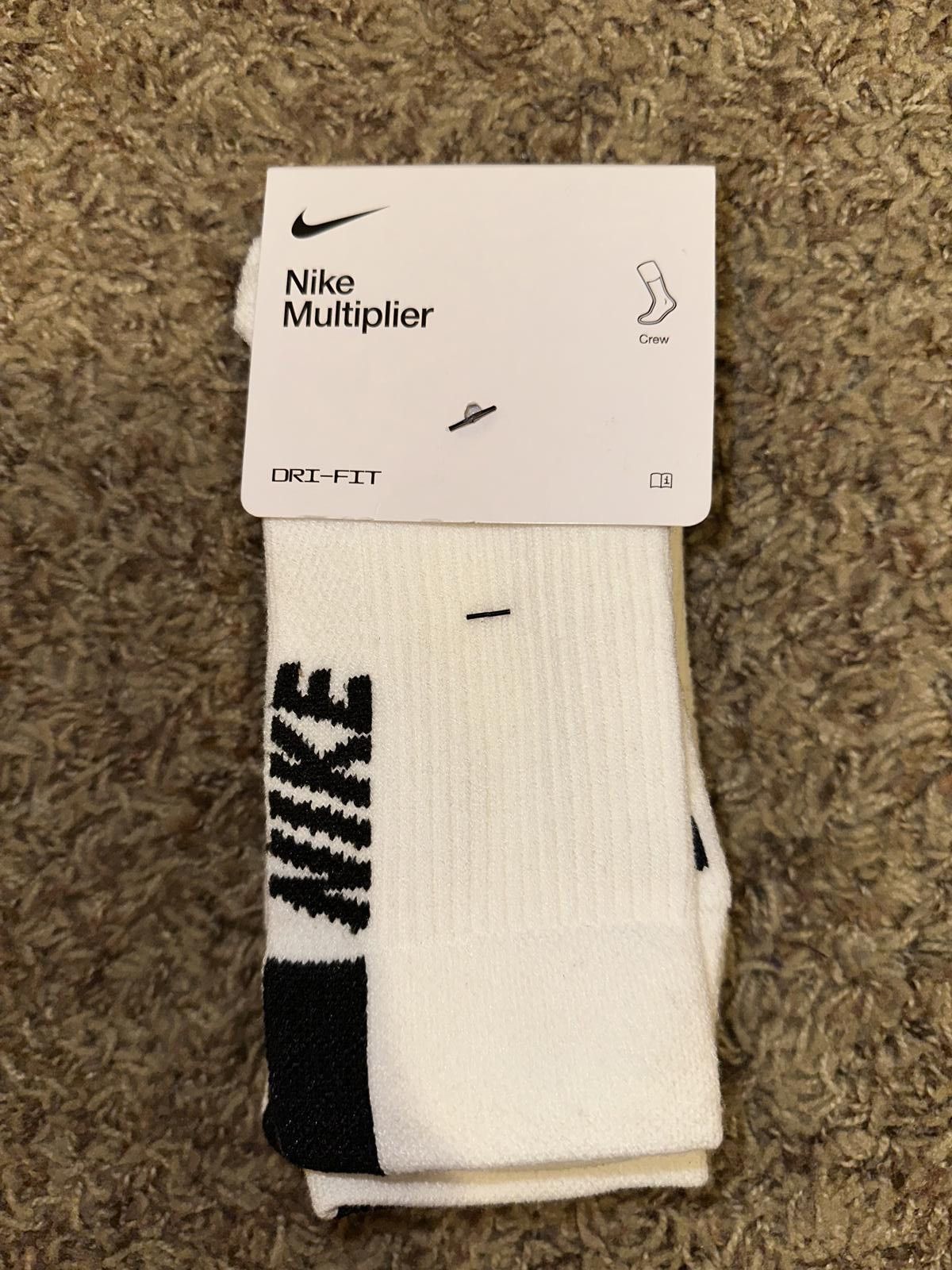 Nike Nike Multiplier Dri-Fit Tennis Running White Crew Socks Size ONE SIZE - 2 Thumbnail