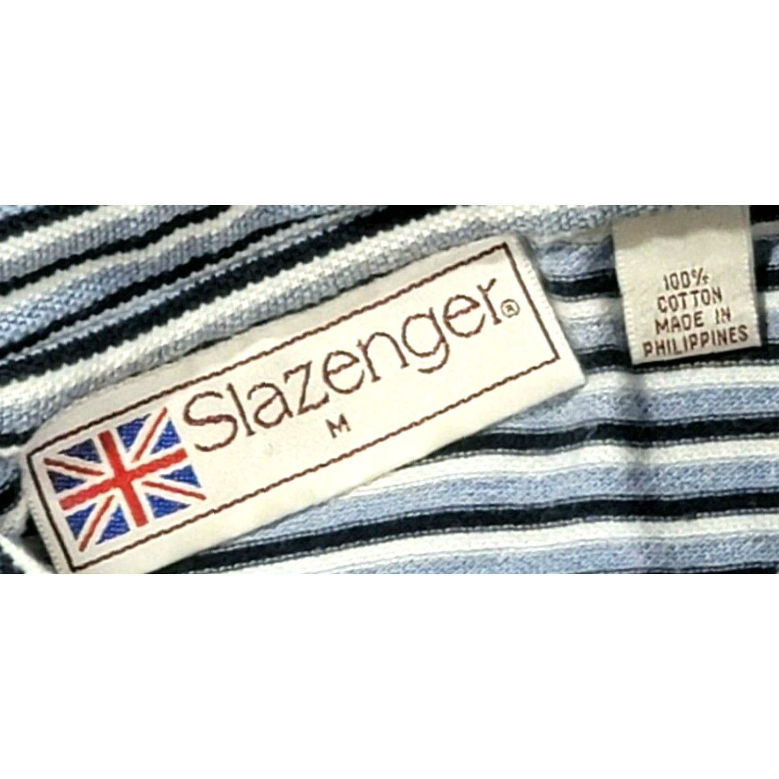 Vintage Vintage Slazenger Polo Shirt M Blue Striped Short Sleeve 100% Cotton Polo Mens Shirt Size US M / EU 48-50 / 2 - 6 Thumbnail