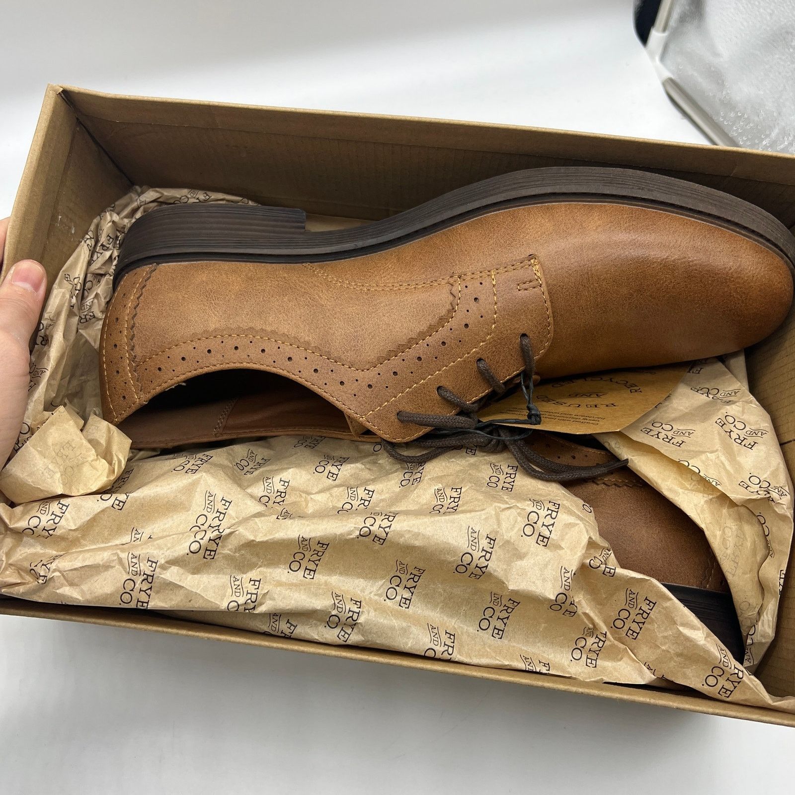 Other Frye and Co. Mens Grant Cognac Oxford Shoes Brown Size US 12 / EU 45 - 4 Thumbnail