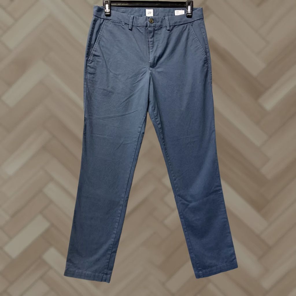Gap Gap Khakis Chino Pants Men 32x3 Slim Navy Cotton Twill Stretch Flat Front Casual Slaj? Size US 32 / EU 48 - 1 Thumbnail
