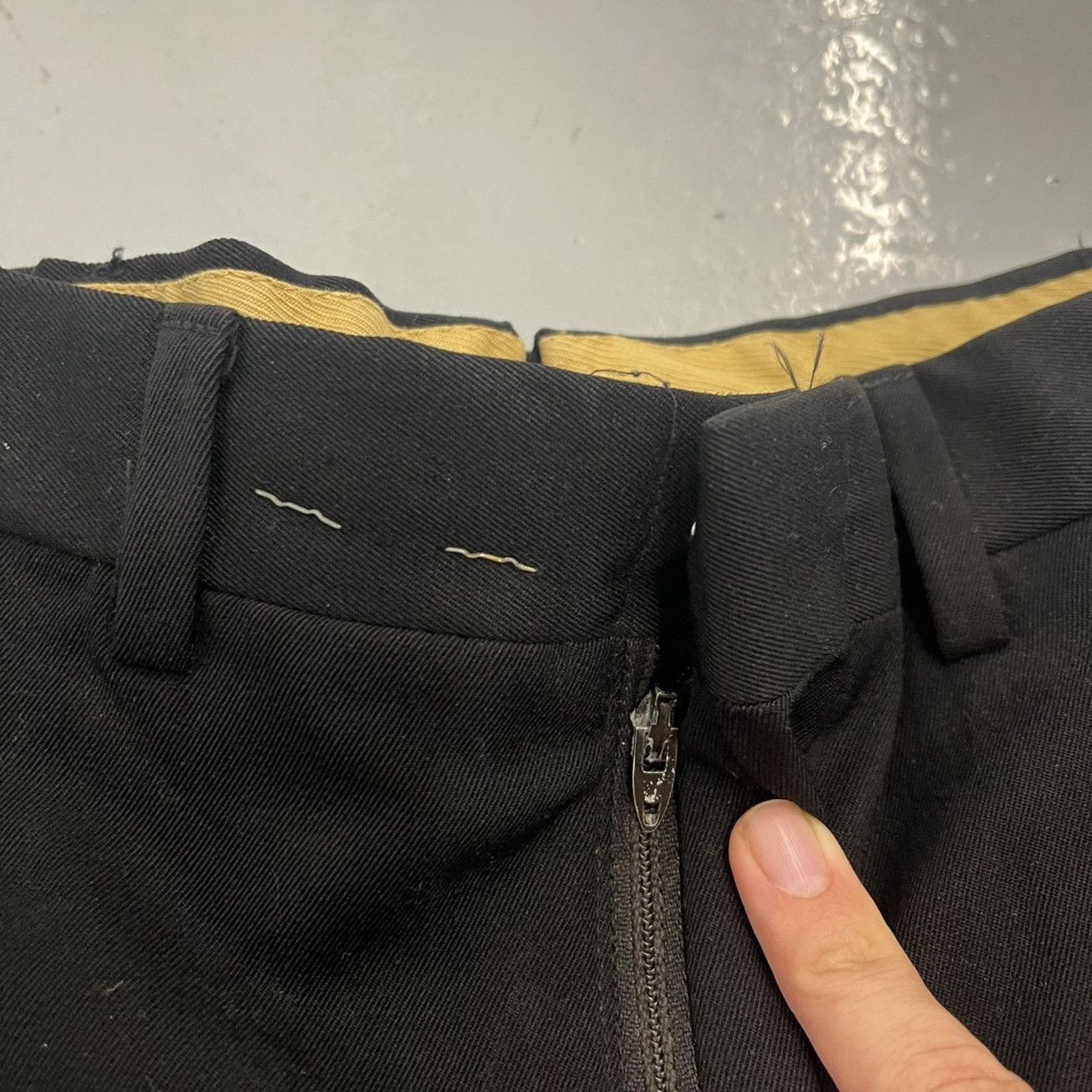 Other Vintage 60s Black Wool Flat Front Trousers 32x28 Size US 32 / EU 48 - 5 Thumbnail