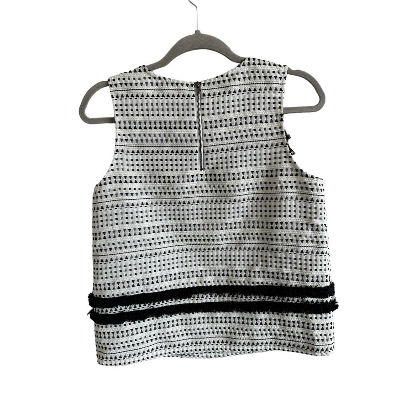 Other Pixley White and Black Sleeveless Formal Peplum Blouse Size M / US 6-8 / IT 42-44 - 7 Thumbnail