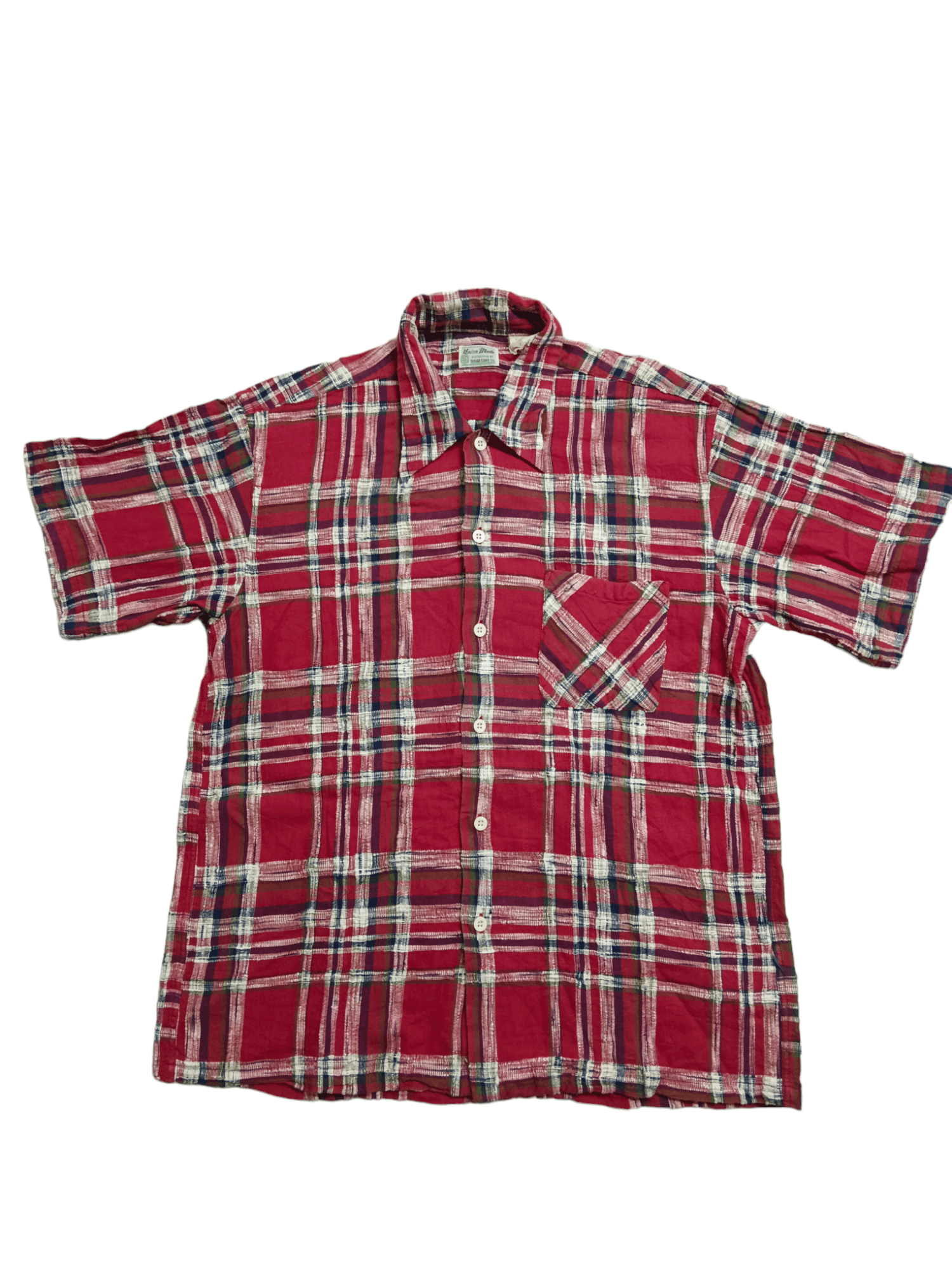 image of Sugar Cane Co Vintage Sugar Cane Button Ups Shirt in Red Mix, Men's (Size Medium)
