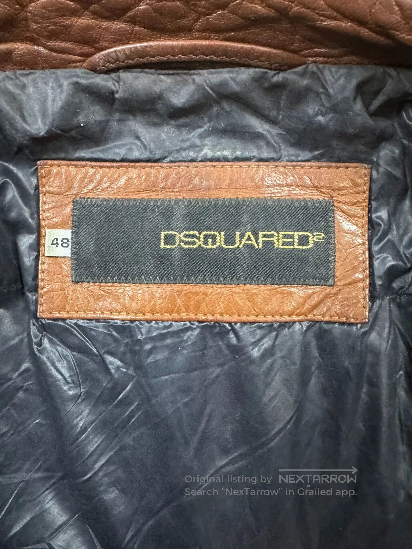 Dsquared2 Stylish Brown Leather Biker Jacket. Size US M / EU 48-50 / 2 - 4 Thumbnail