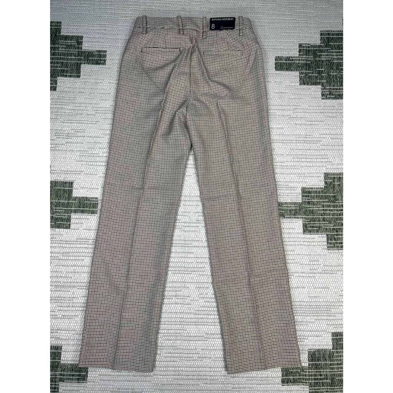 VINTAGE Banana Republic Dress Pants Womens 8 Multicolor Wool High Rise Straight Leg New