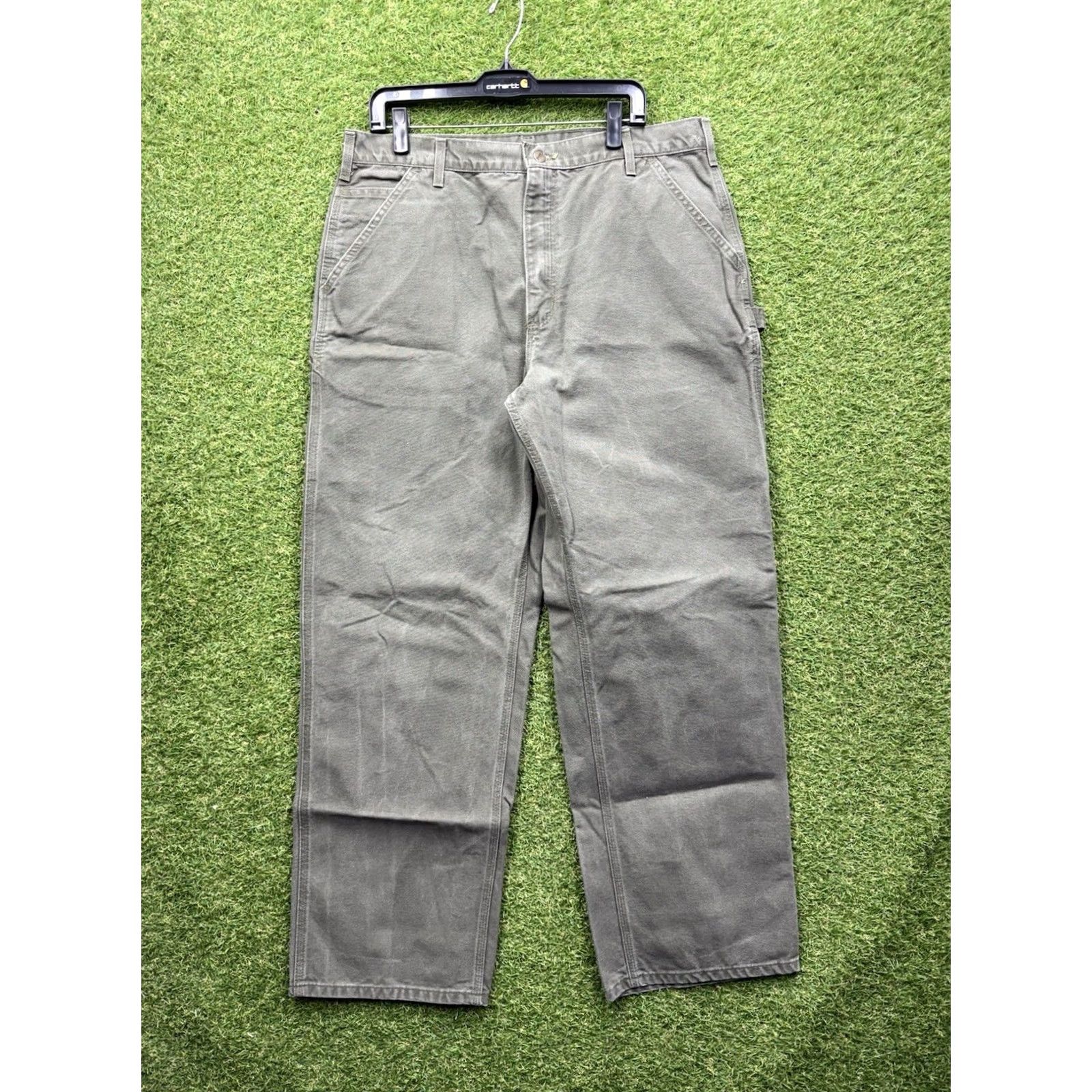 Carhartt VINTAGE Carhartt Pants Mens 38x32 Green Carpenter Duck Canvas Work B11MOS Relaxed Straight Denim? No Size US 38 / EU 54 - 2 Thumbnail
